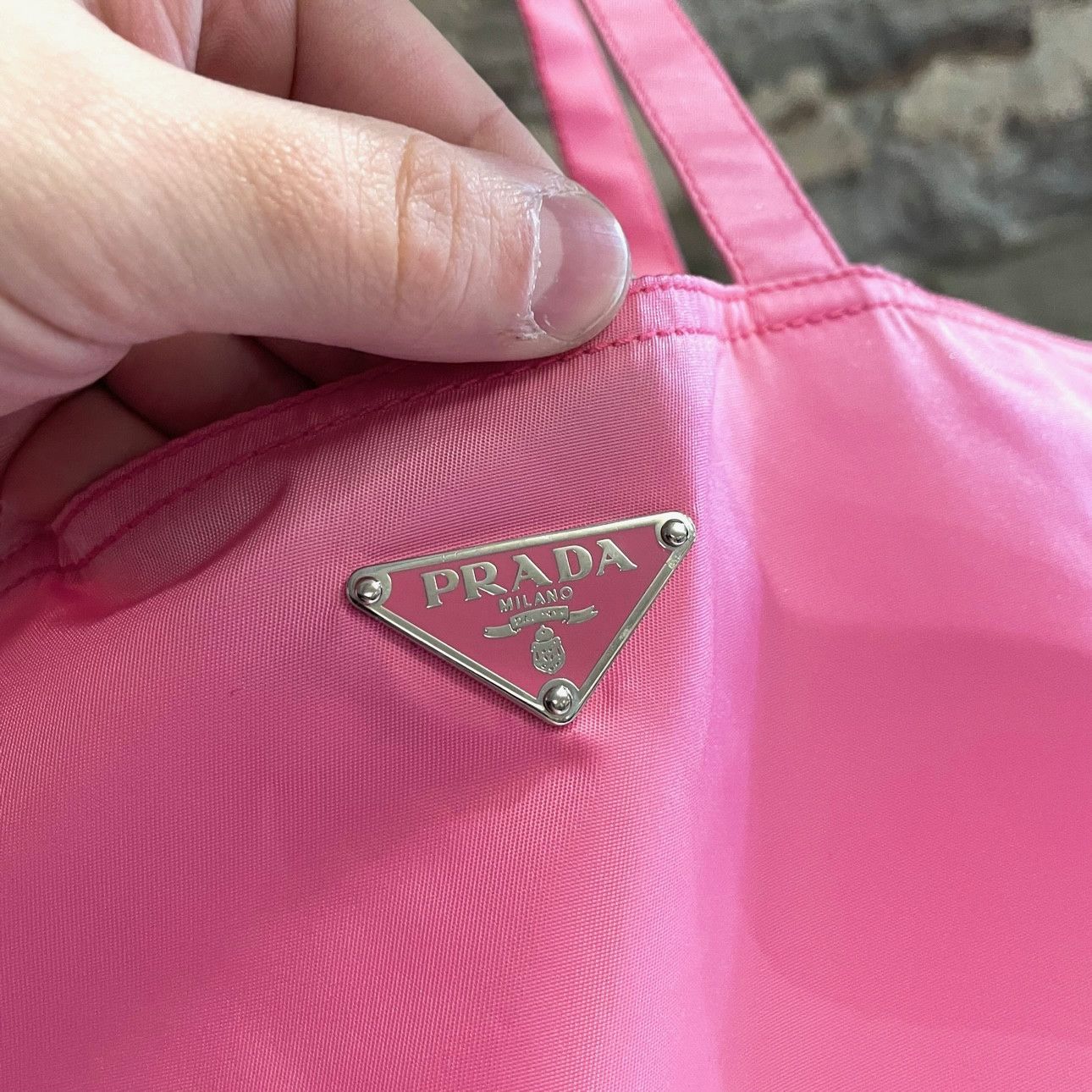 Prada Prada Pink Tessuto Nylon Embellished Robot Tote Size ONE SIZE - 5 Thumbnail