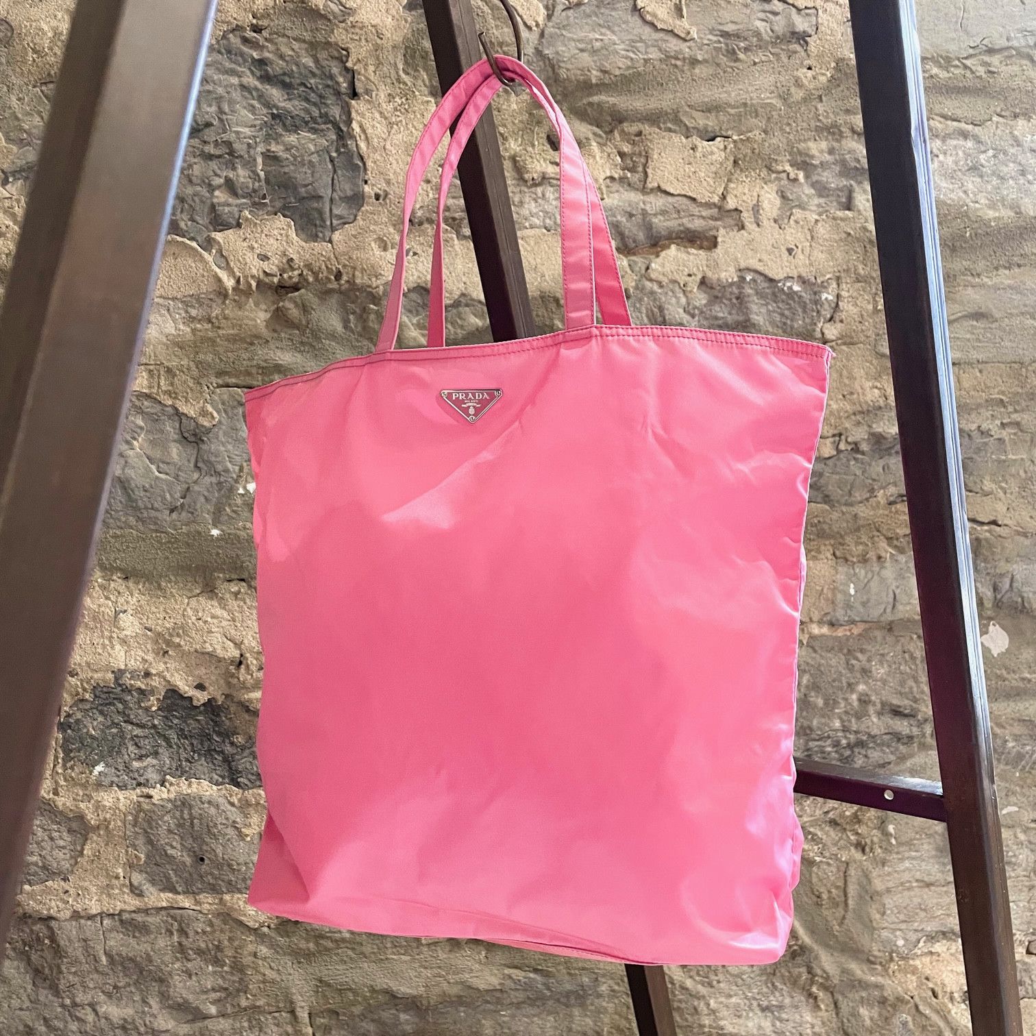 Prada Prada Pink Tessuto Nylon Embellished Robot Tote Size ONE SIZE - 4 Thumbnail