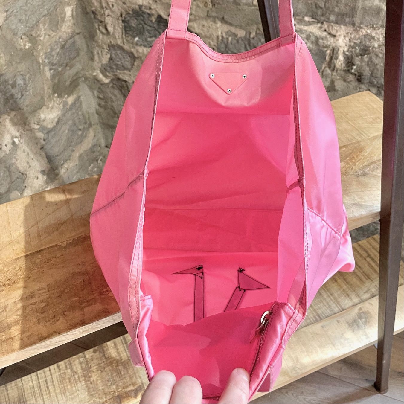 Prada Prada Pink Tessuto Nylon Embellished Robot Tote Size ONE SIZE - 7 Thumbnail