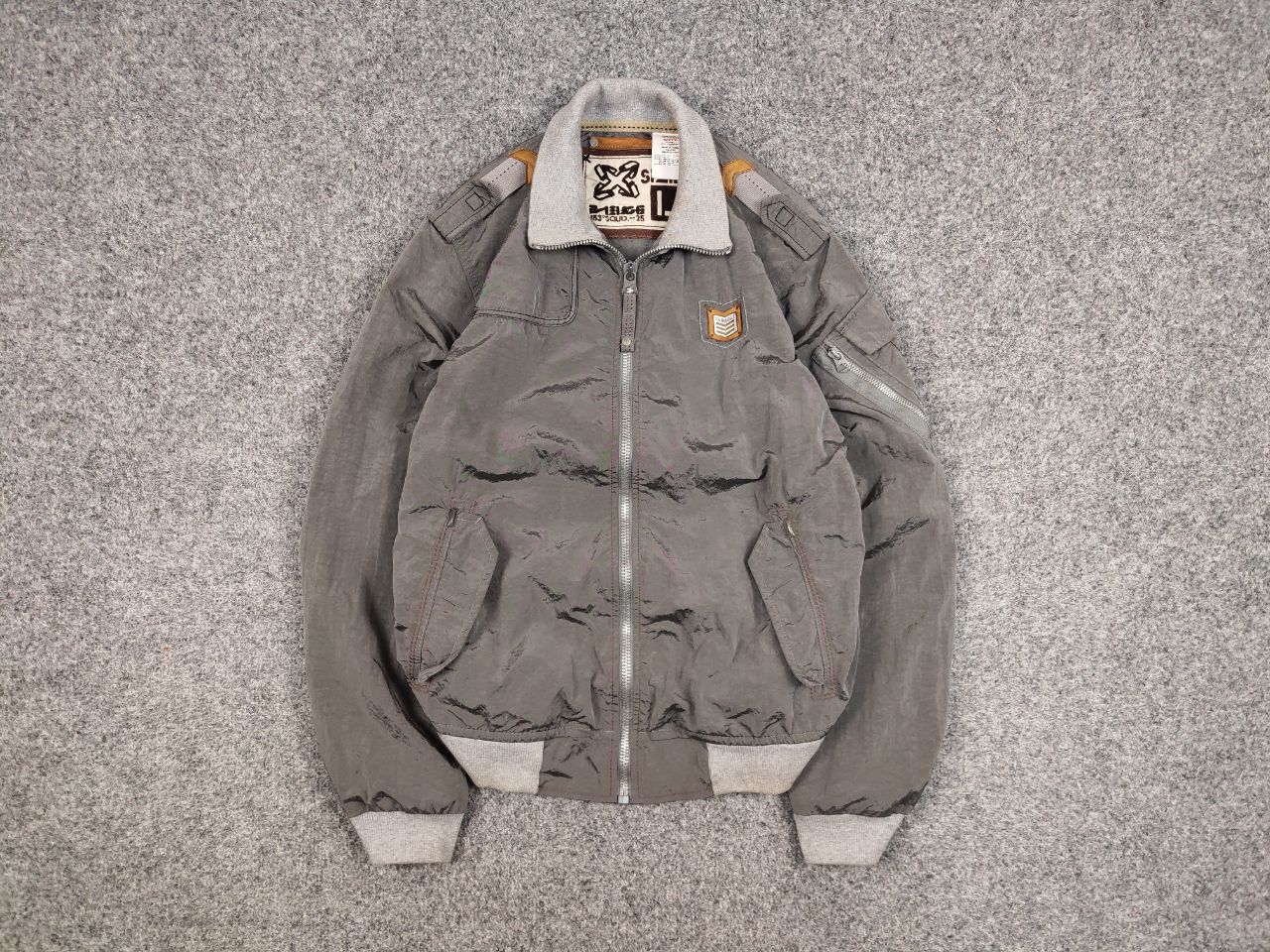 Energie Vintage 90's Sixty Energie Nylon Gray Light Bomber Jacket Size US L / EU 52-54 / 3 - 1 Thumbnail