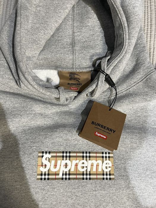 Supreme Supreme x Burberry Box Logo Hoodie Grey | Grailed