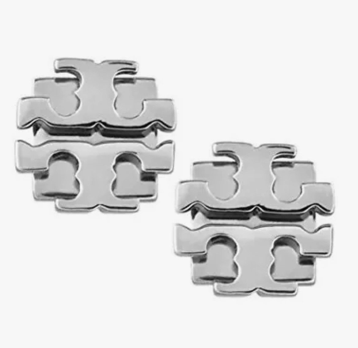 Tory Burch Women's T Logo Small Stud Silver Plated Earrings