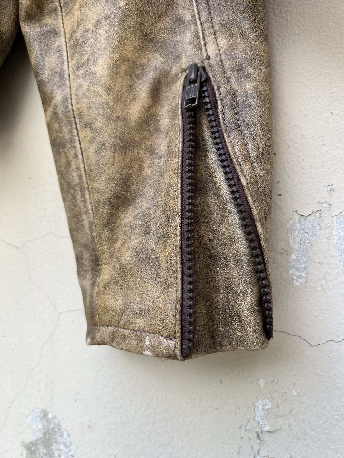 Leather Vintage 1990s SHOEI Japan Patina Leather Moto Jacket Size US L / EU 52-54 / 3 - 21 Thumbnail
