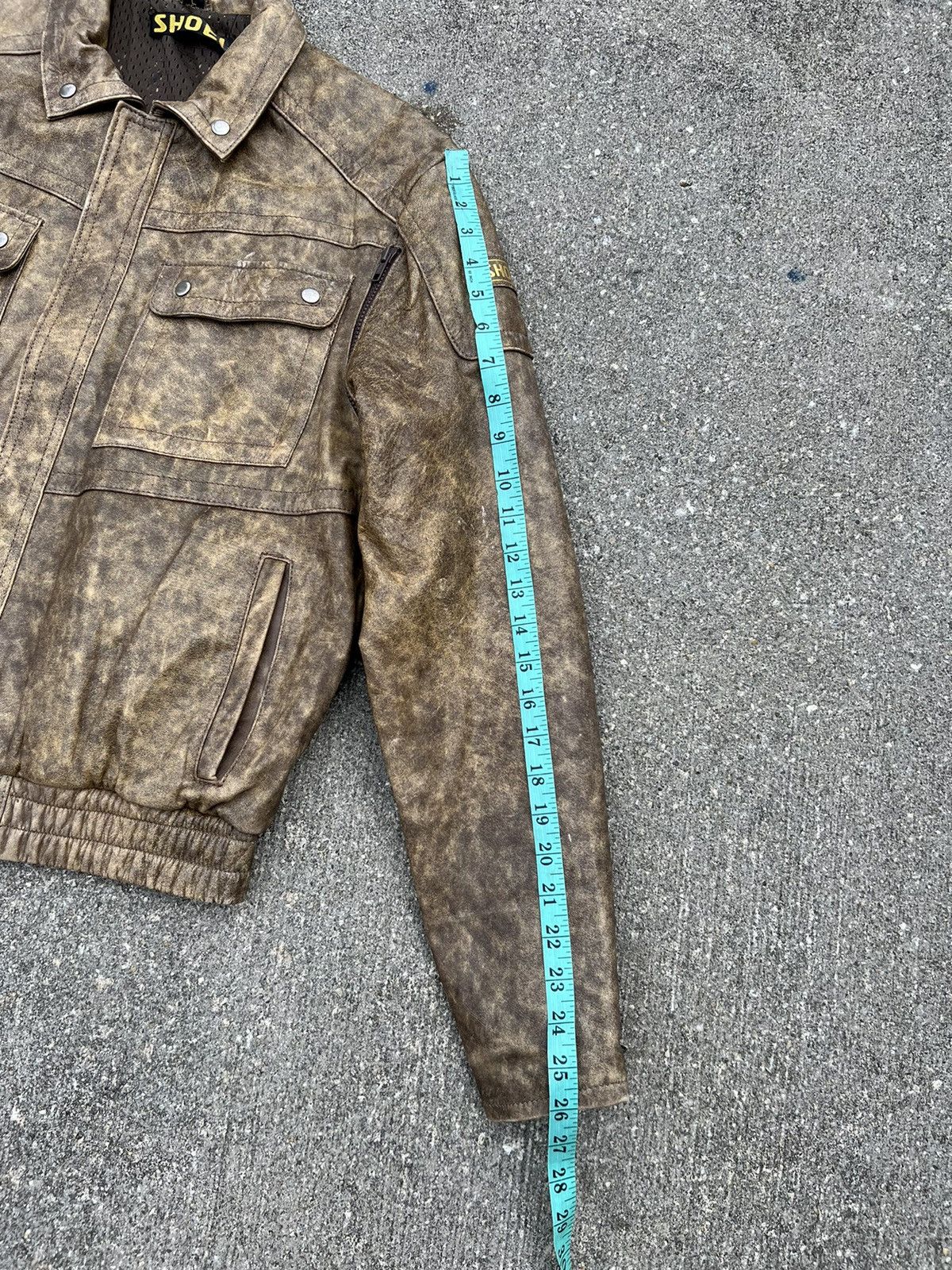 Leather Vintage 1990s SHOEI Japan Patina Leather Moto Jacket Size US L / EU 52-54 / 3 - 3 Thumbnail