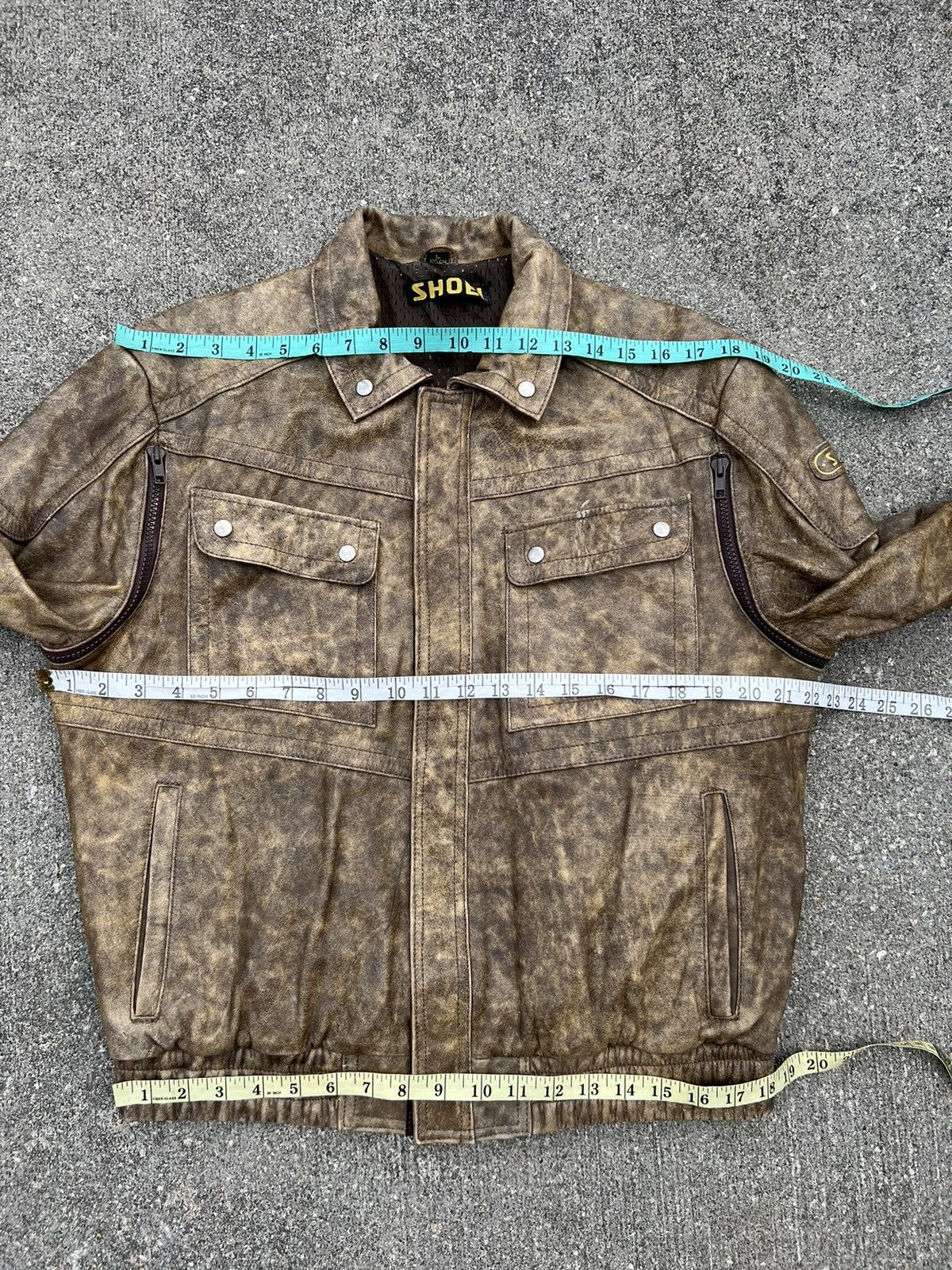Leather Vintage 1990s SHOEI Japan Patina Leather Moto Jacket Size US L / EU 52-54 / 3 - 2 Thumbnail