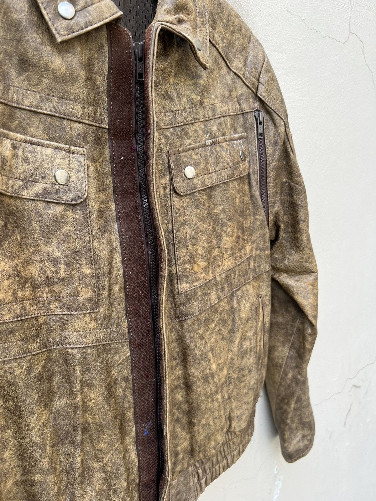 Leather Vintage 1990s SHOEI Japan Patina Leather Moto Jacket Size US L / EU 52-54 / 3 - 12 Thumbnail