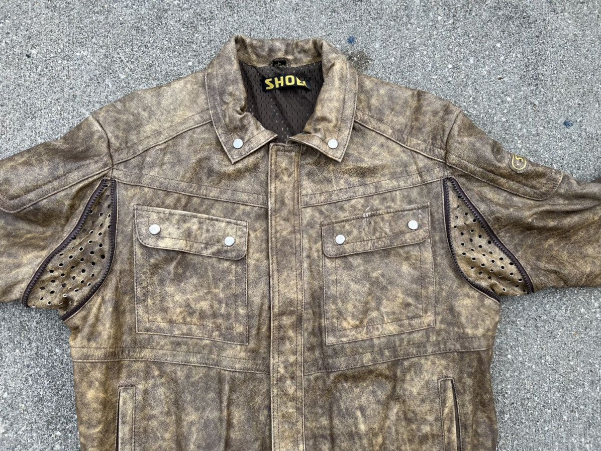 Leather Vintage 1990s SHOEI Japan Patina Leather Moto Jacket Size US L / EU 52-54 / 3 - 4 Thumbnail