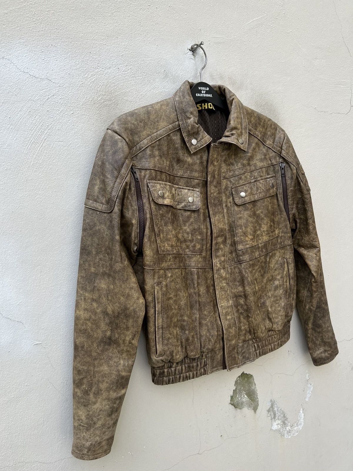 Leather Vintage 1990s SHOEI Japan Patina Leather Moto Jacket Size US L / EU 52-54 / 3 - 10 Thumbnail