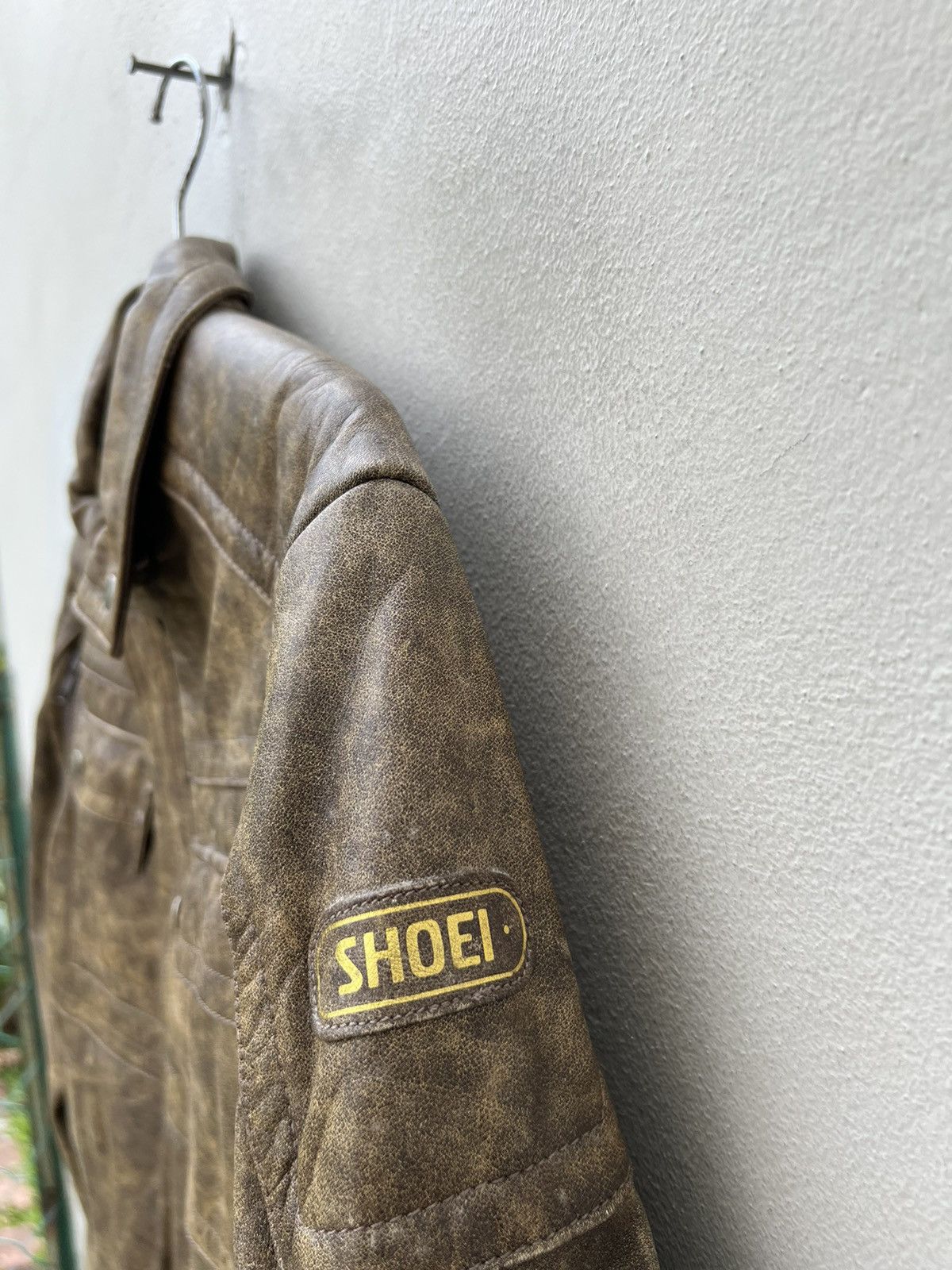 Leather Vintage 1990s SHOEI Japan Patina Leather Moto Jacket Size US L / EU 52-54 / 3 - 9 Thumbnail