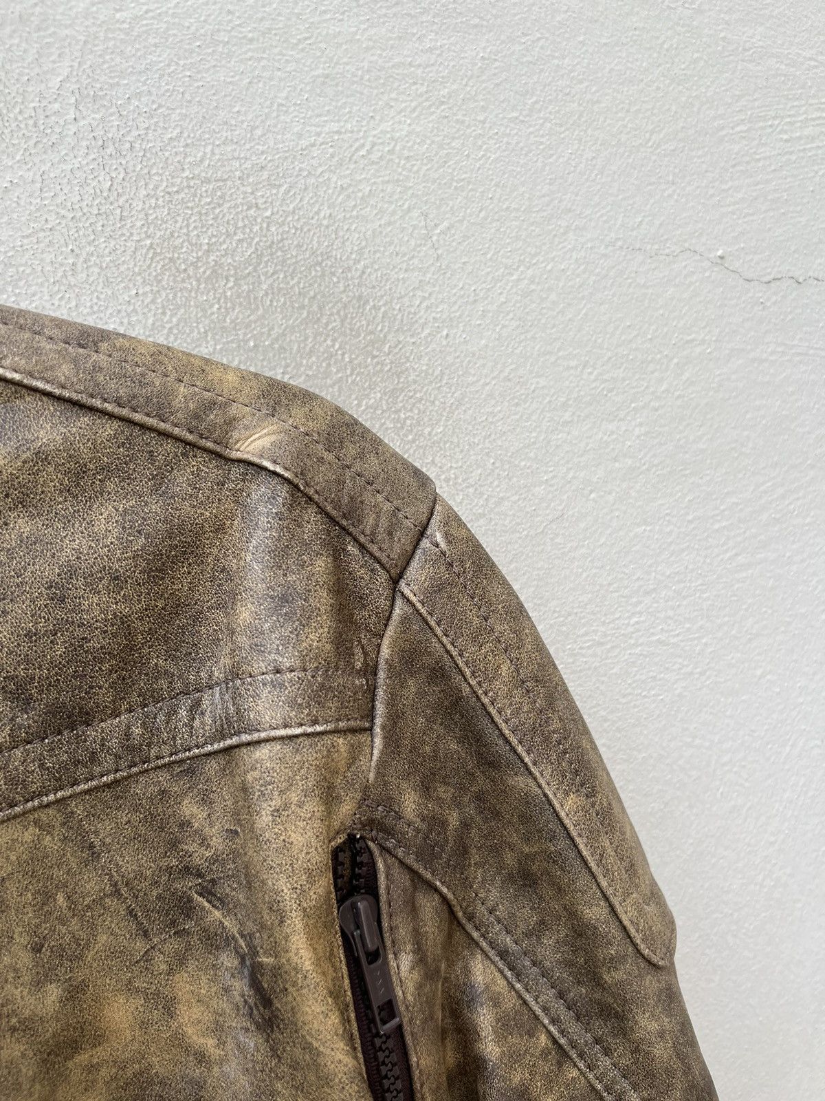 Leather Vintage 1990s SHOEI Japan Patina Leather Moto Jacket Size US L / EU 52-54 / 3 - 18 Thumbnail