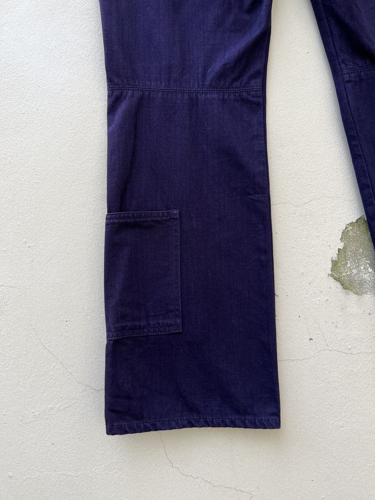 Yohji Yamamoto Vintage YYPH Purple Denim Cargo Cropped Flare Jeans Size US 31 - 18 Thumbnail
