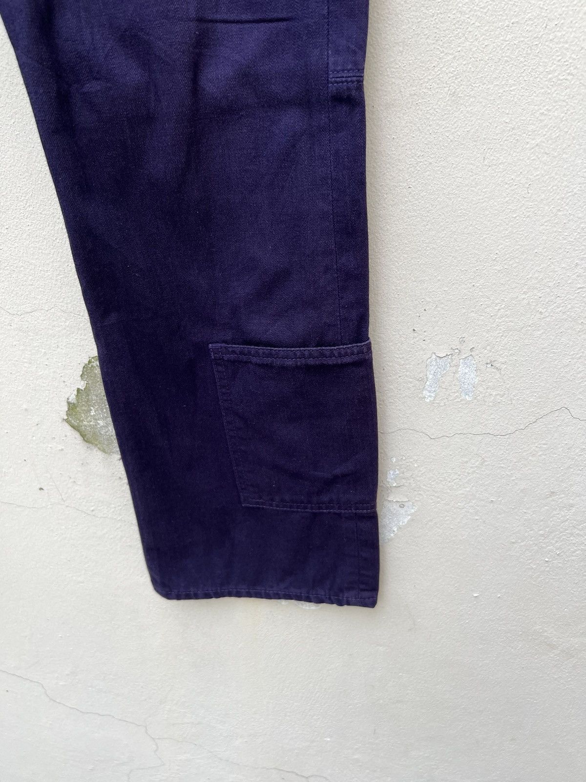 Yohji Yamamoto Vintage YYPH Purple Denim Cargo Cropped Flare Jeans Size US 31 - 12 Thumbnail