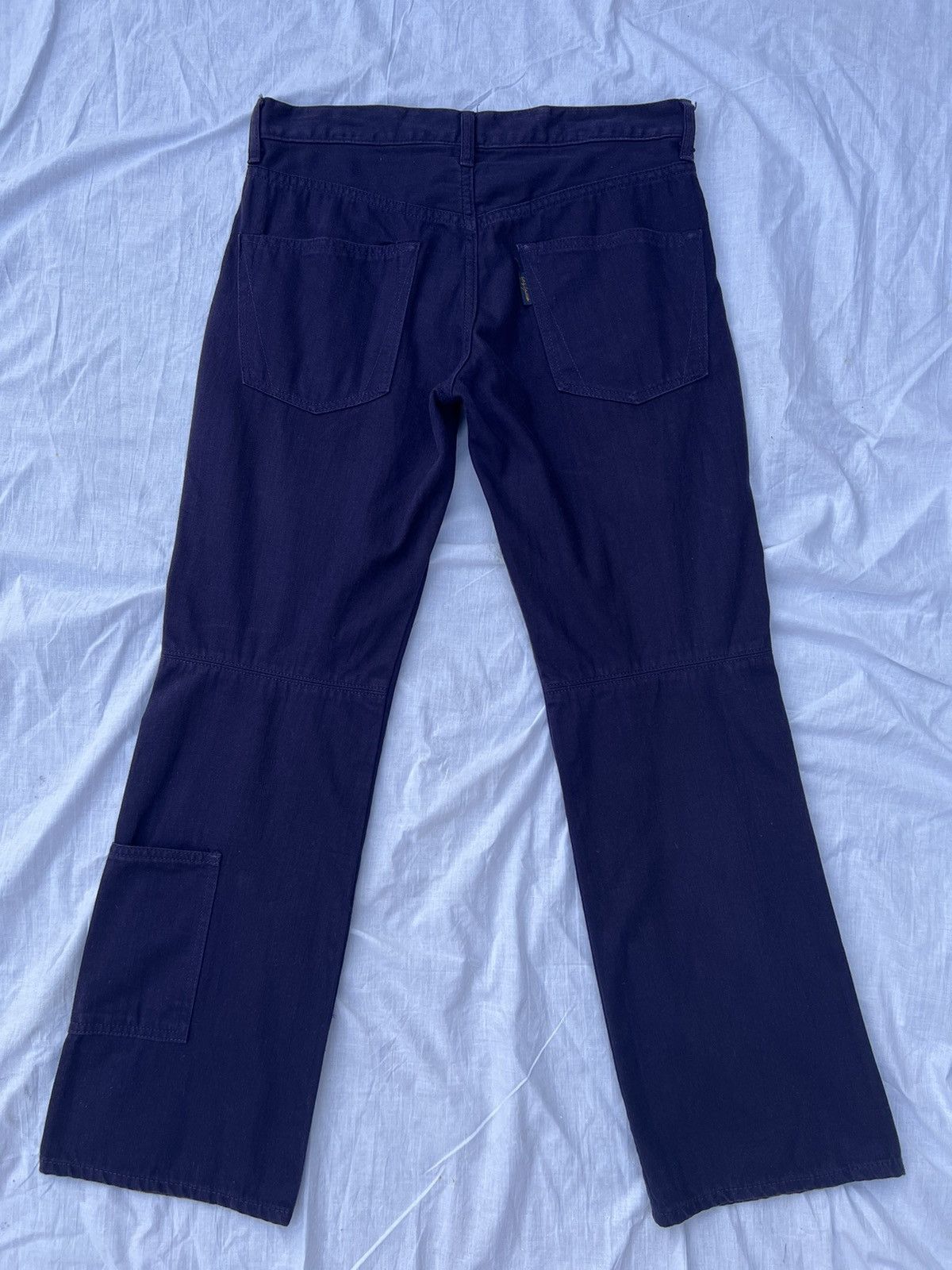 Yohji Yamamoto Vintage YYPH Purple Denim Cargo Cropped Flare Jeans Size US 31 - 5 Thumbnail