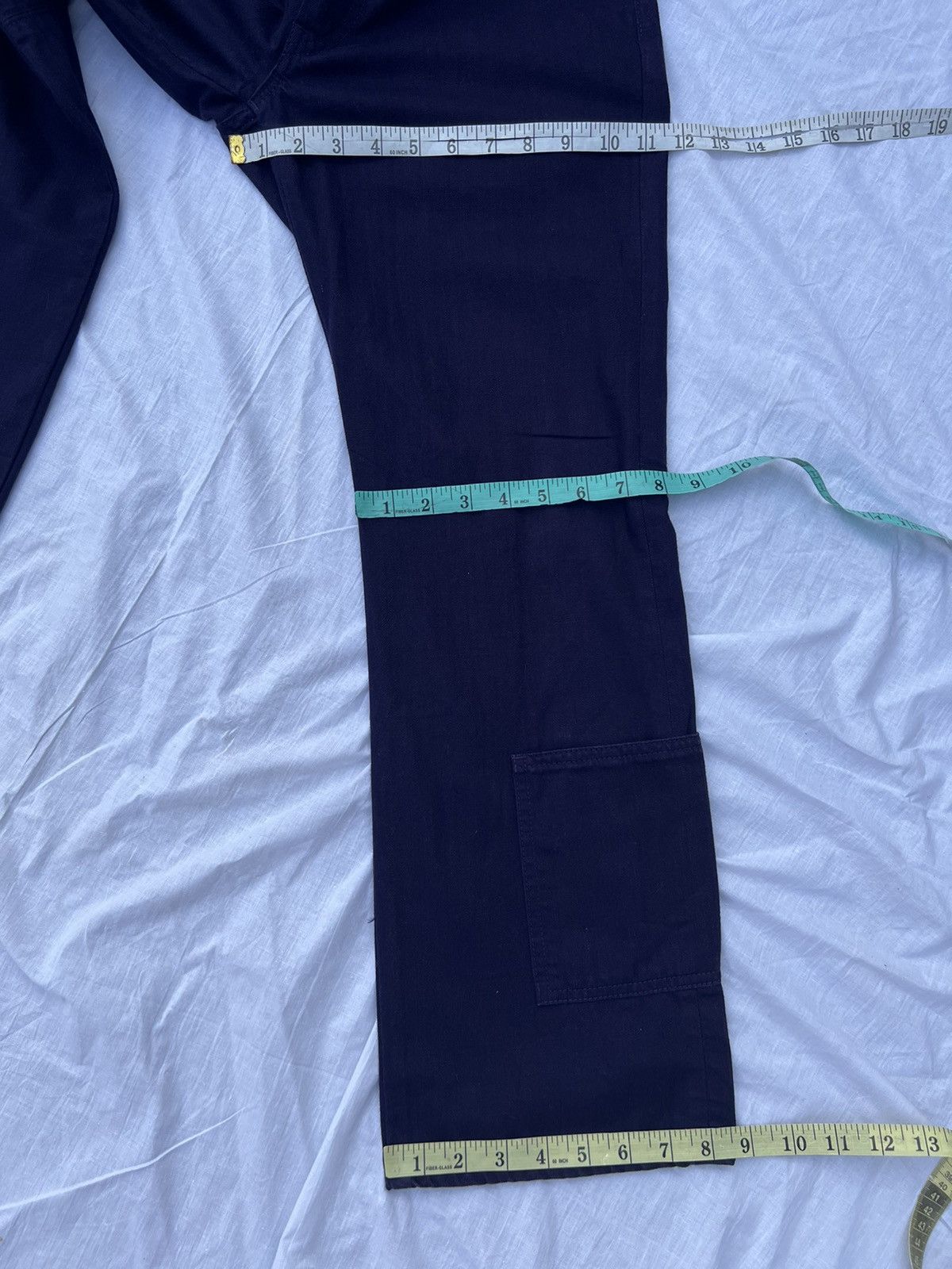 Yohji Yamamoto Vintage YYPH Purple Denim Cargo Cropped Flare Jeans Size US 31 - 3 Thumbnail