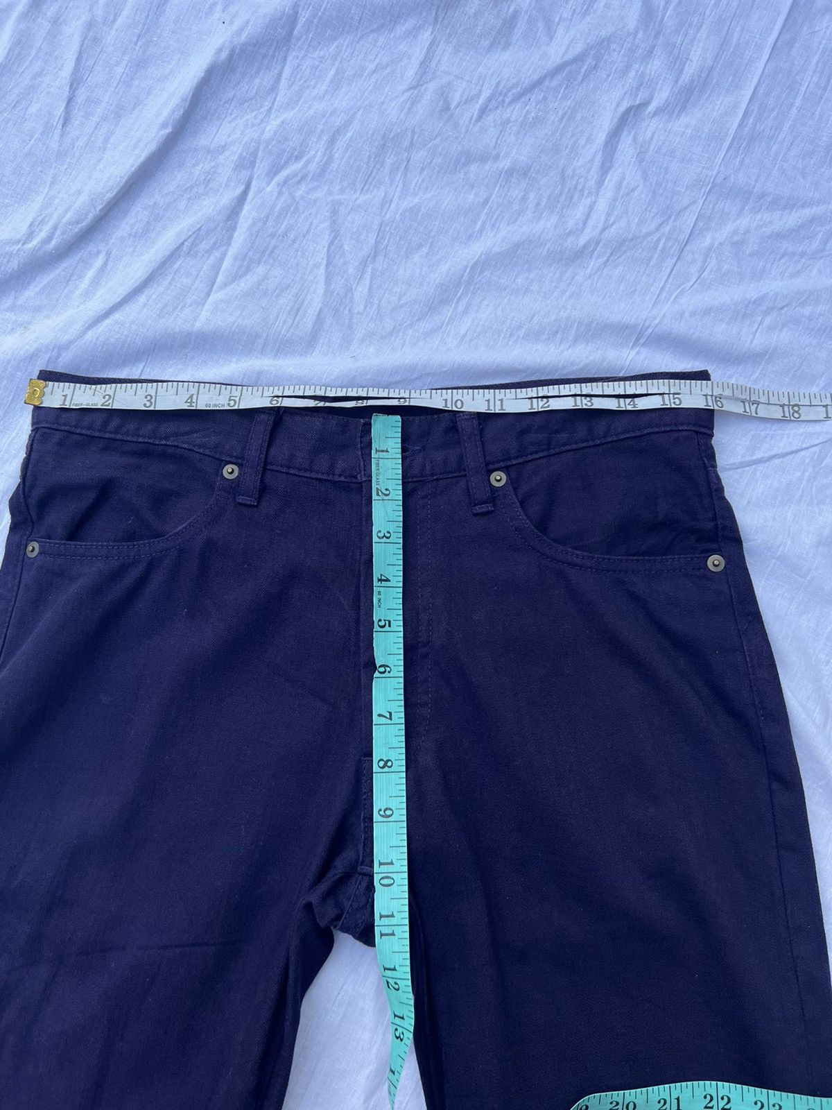 Yohji Yamamoto Vintage YYPH Purple Denim Cargo Cropped Flare Jeans Size US 31 - 2 Thumbnail
