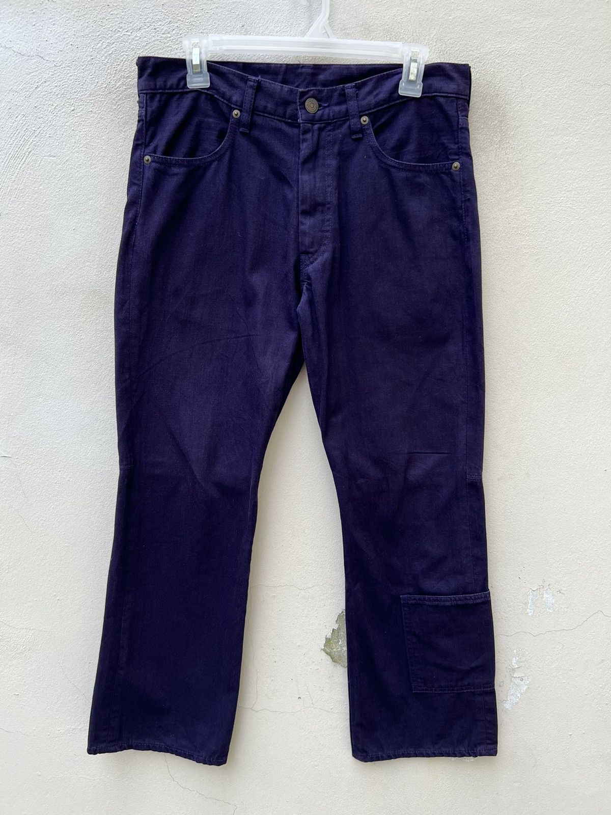 Yohji Yamamoto Vintage YYPH Purple Denim Cargo Cropped Flare Jeans Size US 31 - 6 Thumbnail