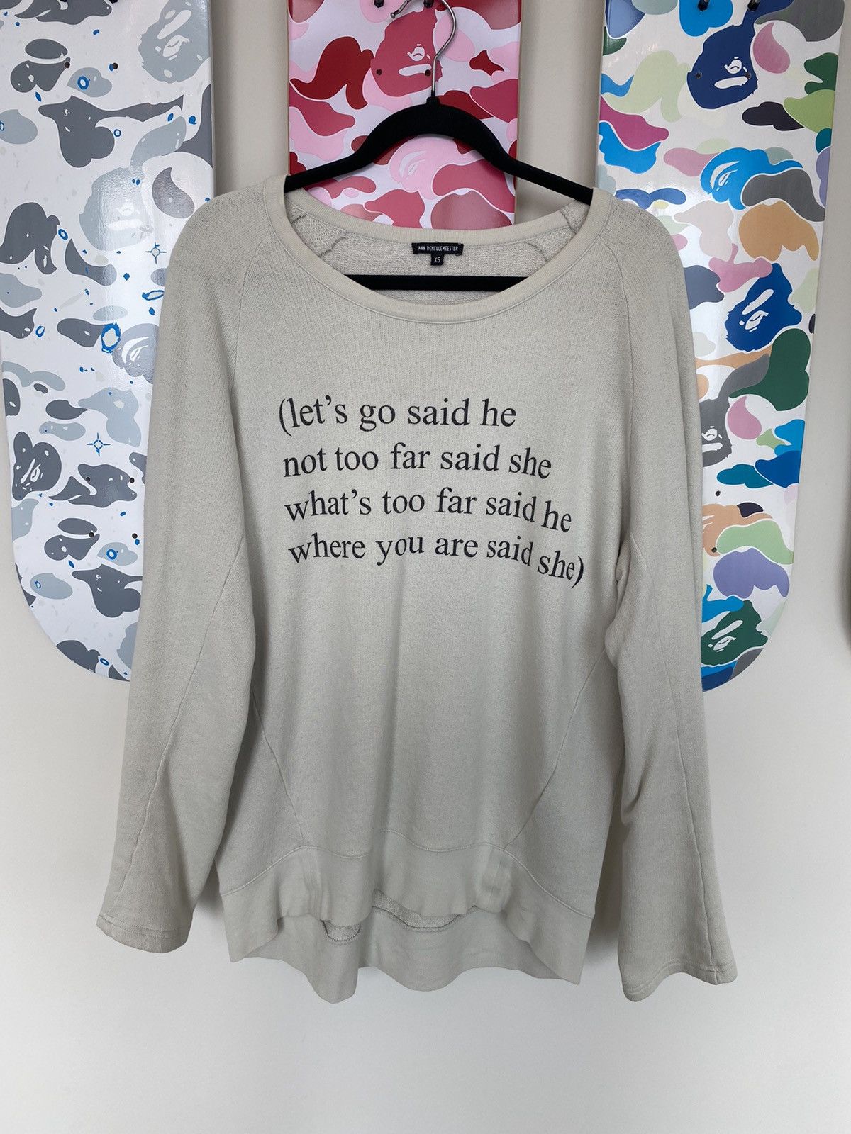 Ann Demeulemeester Ann Demeulemeester “let’s go said he…” Crewneck Sweatshirt Size US XS / EU 42 / 0 - 2 Thumbnail