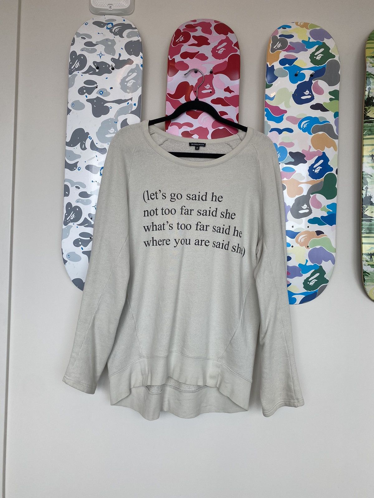 Ann Demeulemeester Ann Demeulemeester “let’s go said he…” Crewneck Sweatshirt Size US XS / EU 42 / 0 - 1 Thumbnail