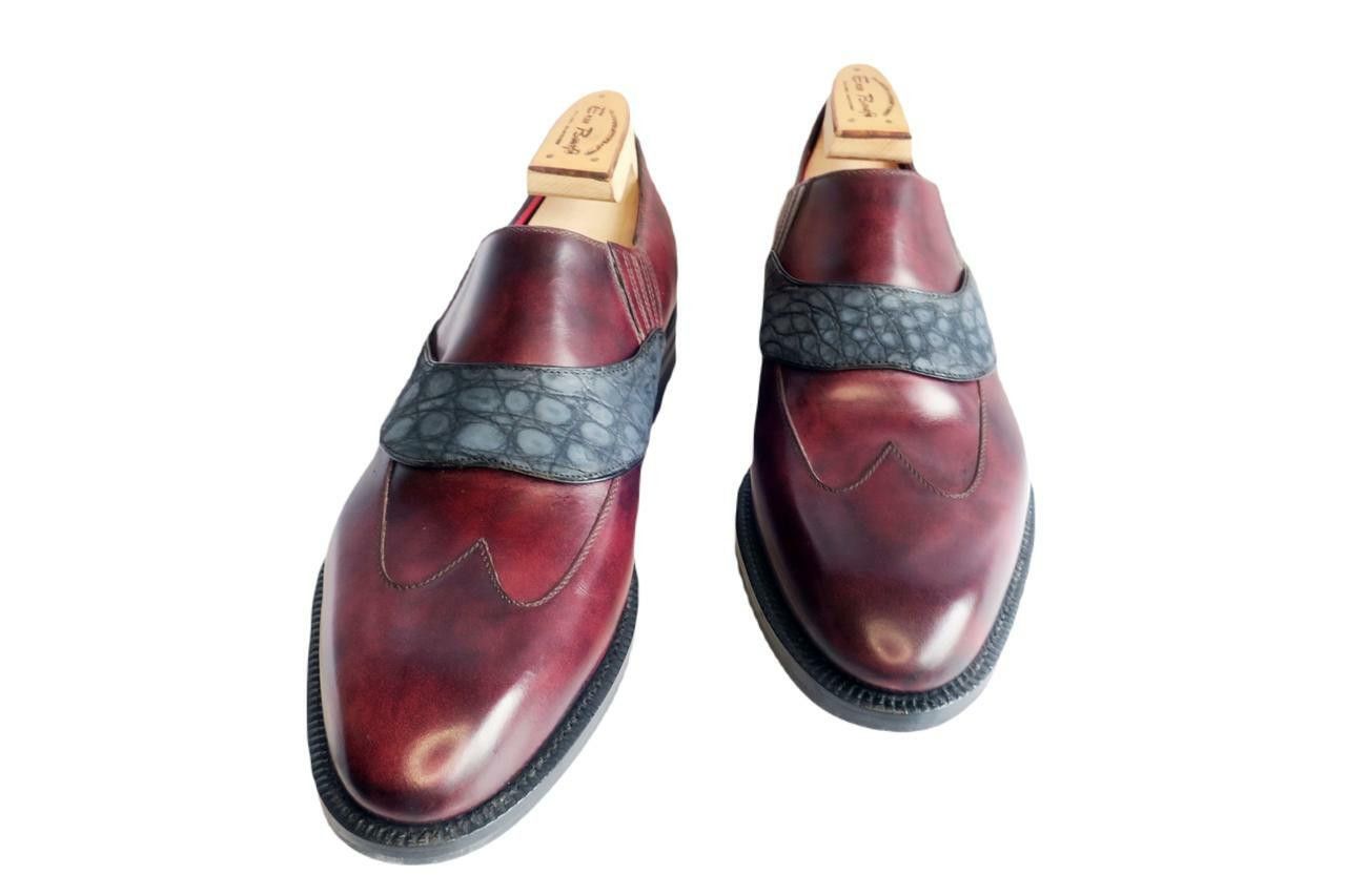 Enzo Bonafe Maison Koly X Enzo Bonafe Balzac II Plum Museum alligator Size US 11.5 / EU 44-45 - 4 Thumbnail