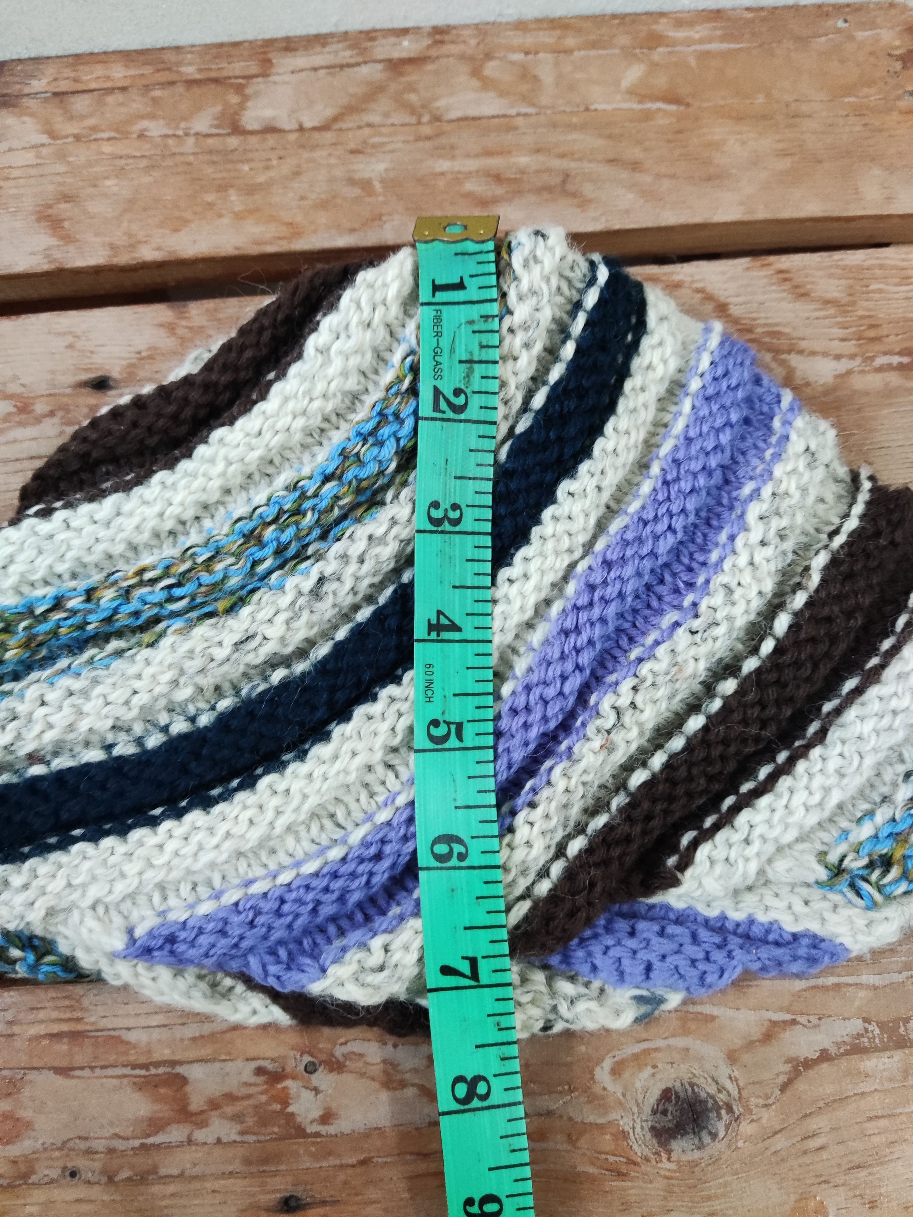 Japanese Brand Japanese Multicolor Twisted Striped Beanie Hat Size ONE SIZE - 8 Thumbnail