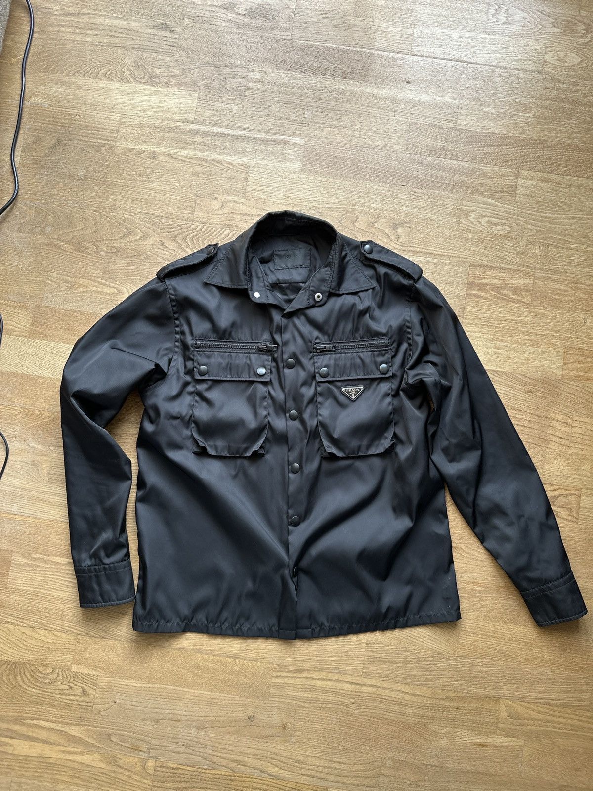 Image of Prada Nylon Overshirt in Black, Men's (Size Small)