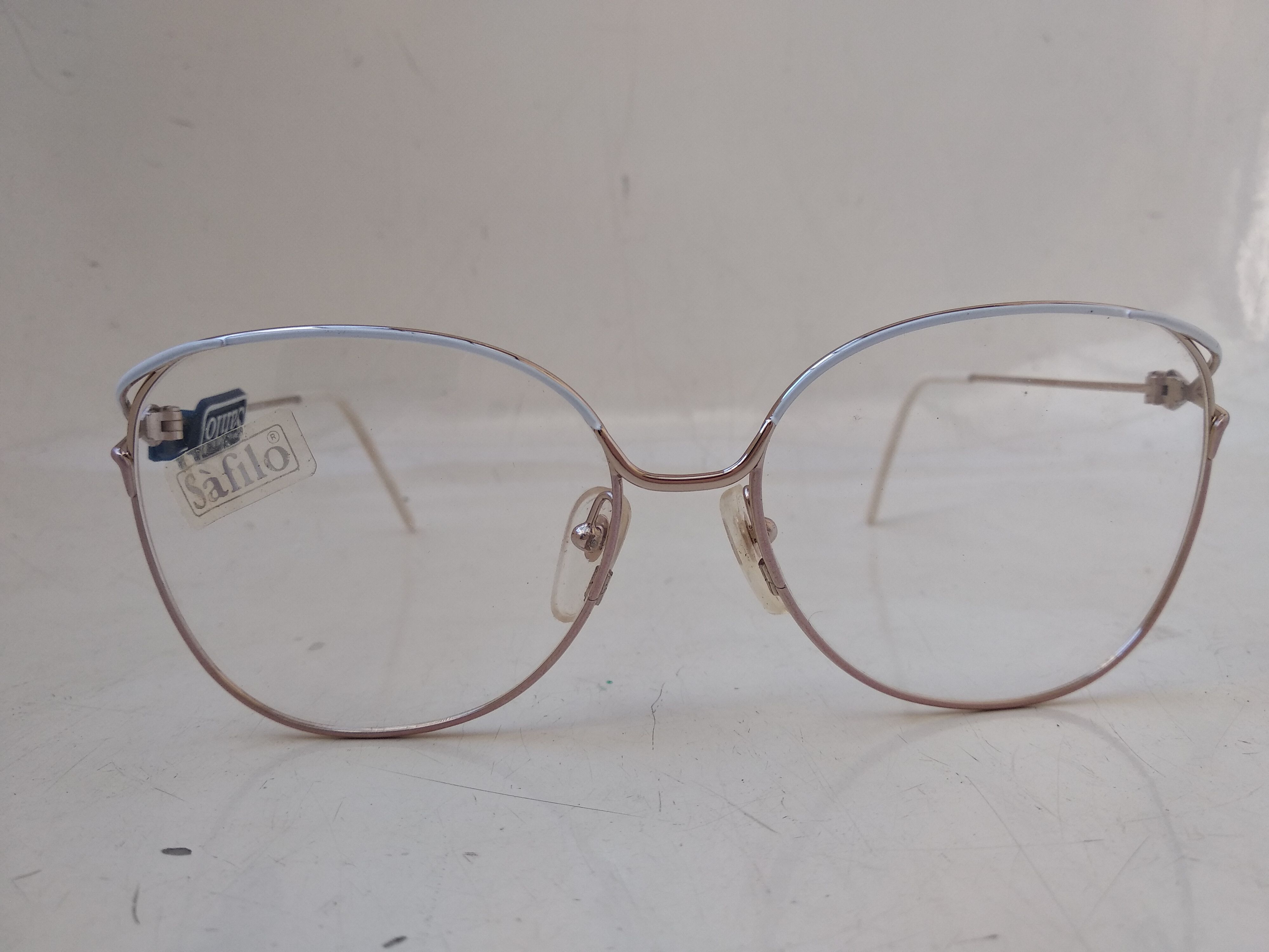 Vintage Safilo LINEA 223 Gold White Eyeglasses Frame Italy