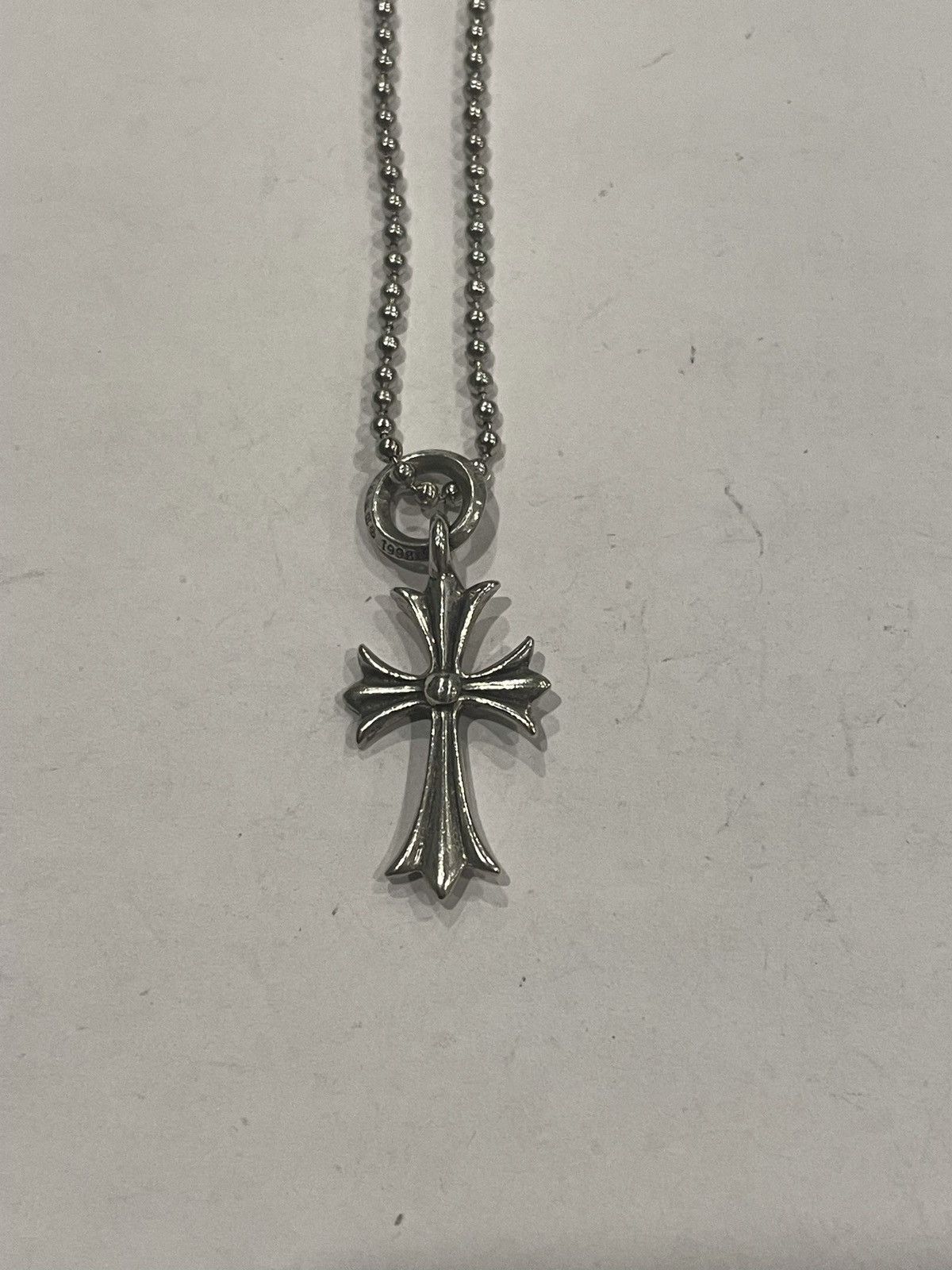 Chrome Hearts Cross Pendant Ball Chain Silver Necklace 925