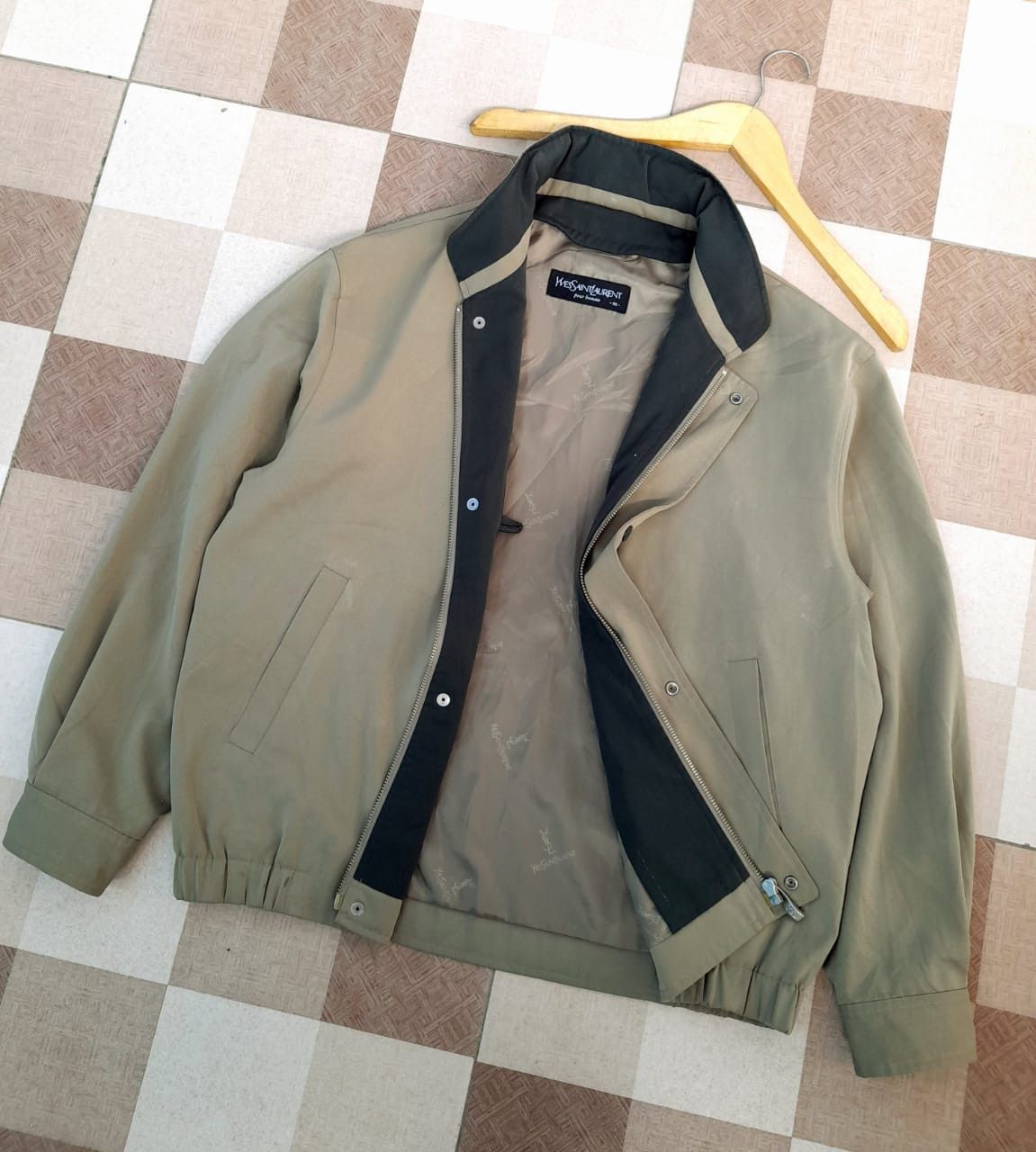 image of Itemvintage YVES Saint Laurent X YSL Jacket in Dark Grey, Men's (Size Medium)