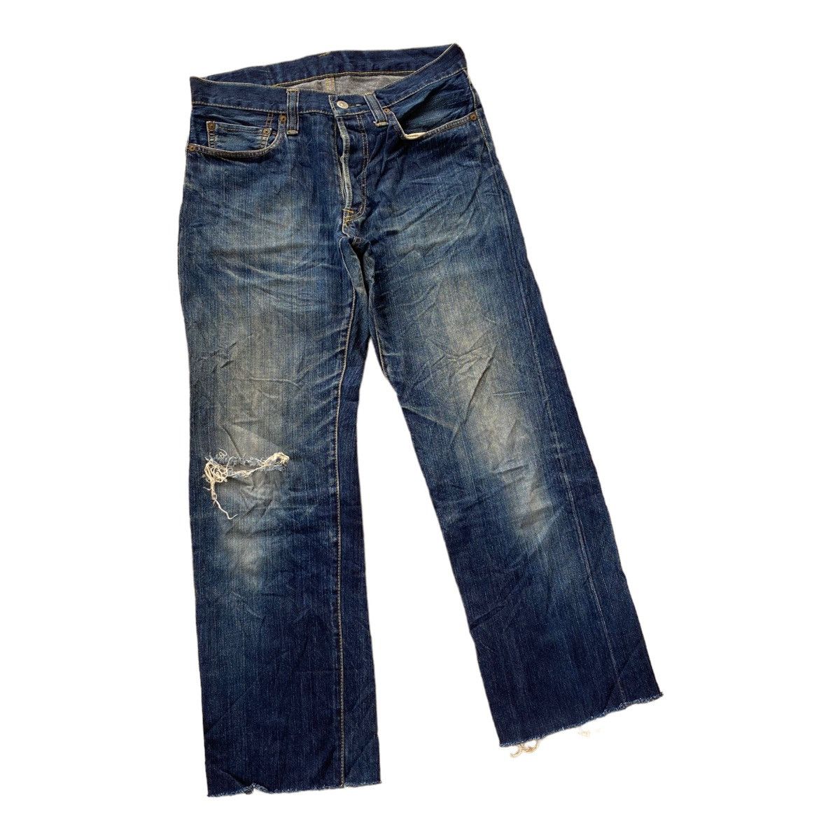 KOJIMA GENES KOJIMA GENES SELVEDGE JAPAN DISTRESSED CUT LEG DENIM JEANS Size US 30 / EU 46 - 2 Thumbnail