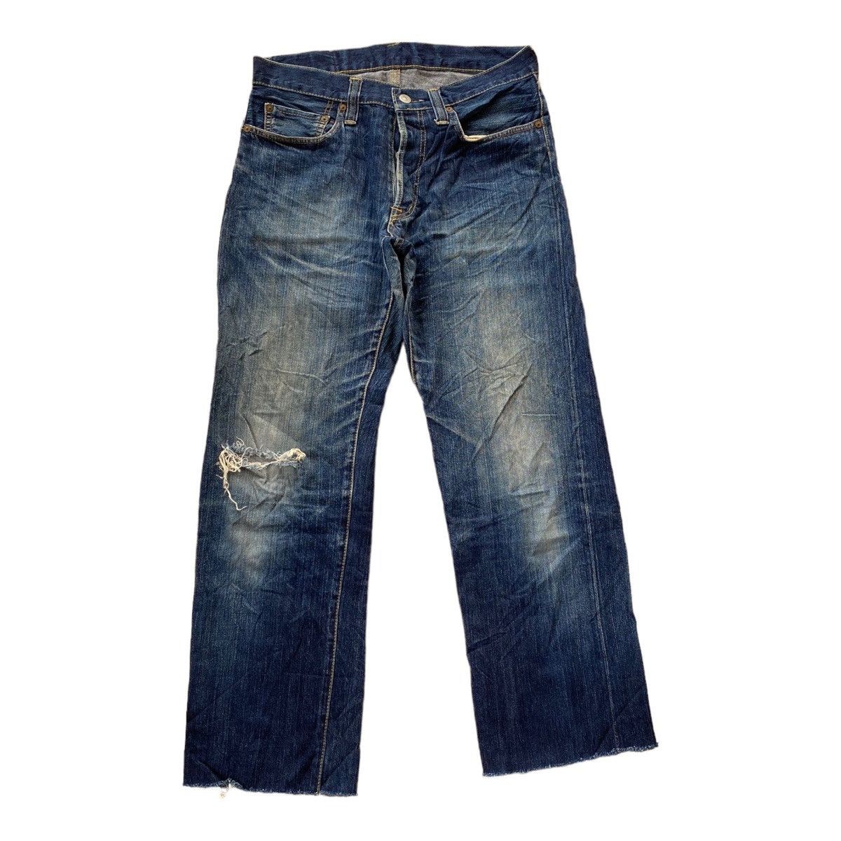 KOJIMA GENES KOJIMA GENES SELVEDGE JAPAN DISTRESSED CUT LEG DENIM JEANS Size US 30 / EU 46 - 1 Thumbnail