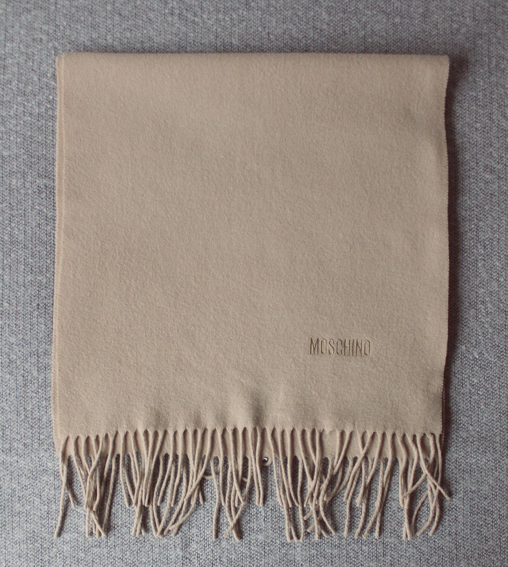 Moschino Vintage Camel Brown Long Scarf Extrafine Merino Wool Size ONE SIZE - 4 Thumbnail