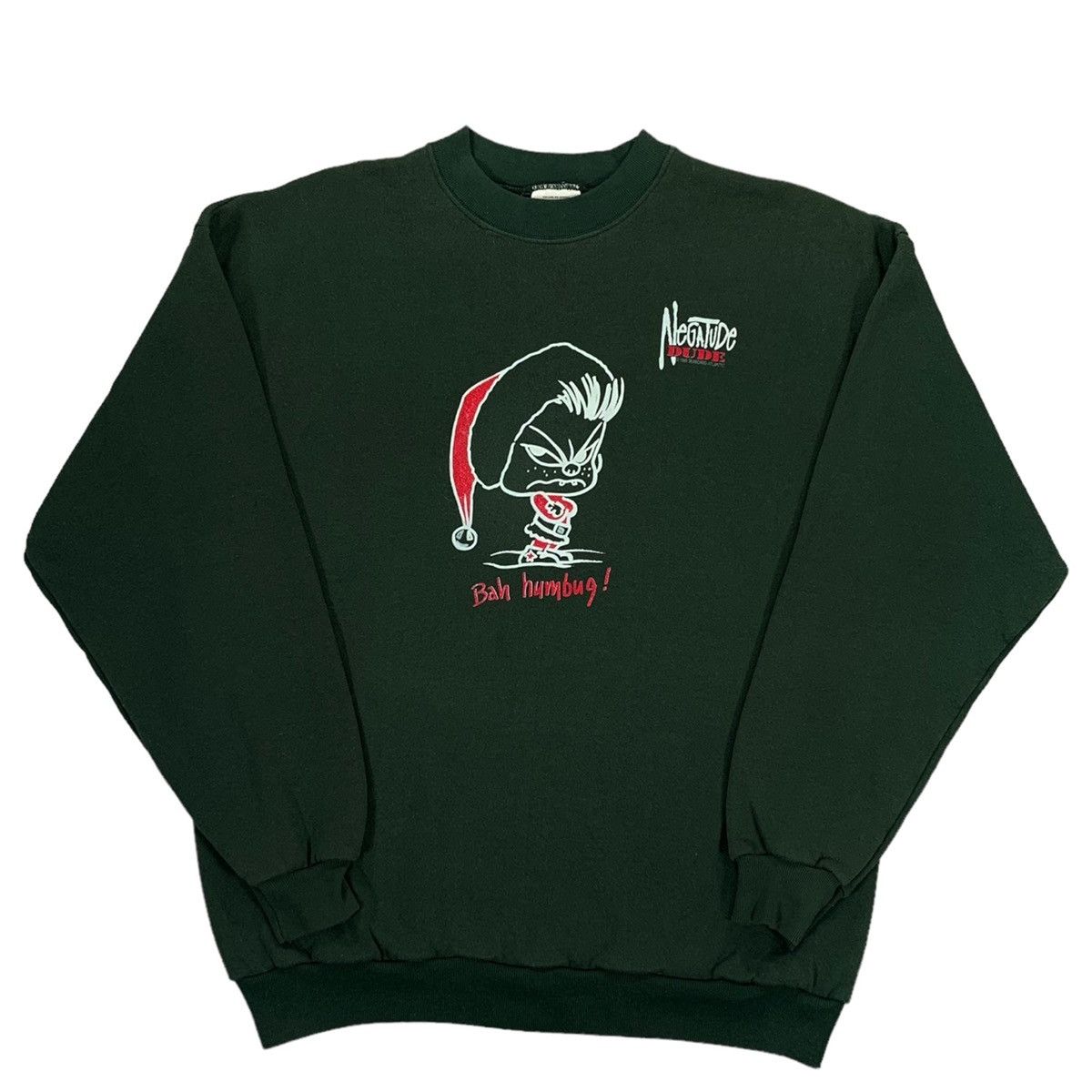 Tultex VTG Negatude Dude Christmas Holiday 1995 Sweatshirt Size US L / EU 52-54 / 3 - 1 Thumbnail