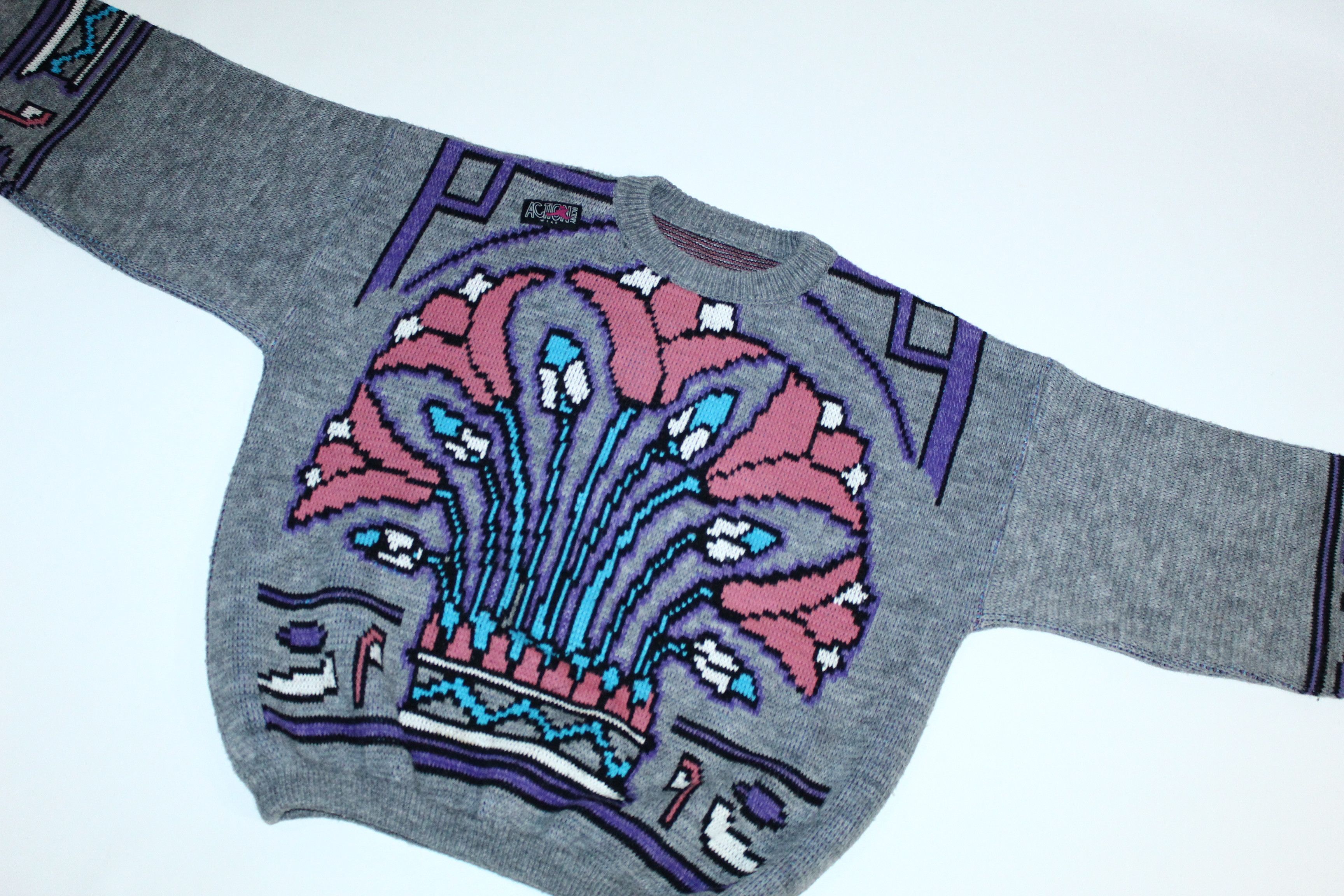 Other VTG🔥80's Action Factory Wear Jacquard Baggy Sweater Size US M / EU 48-50 / 2 - 2 Thumbnail