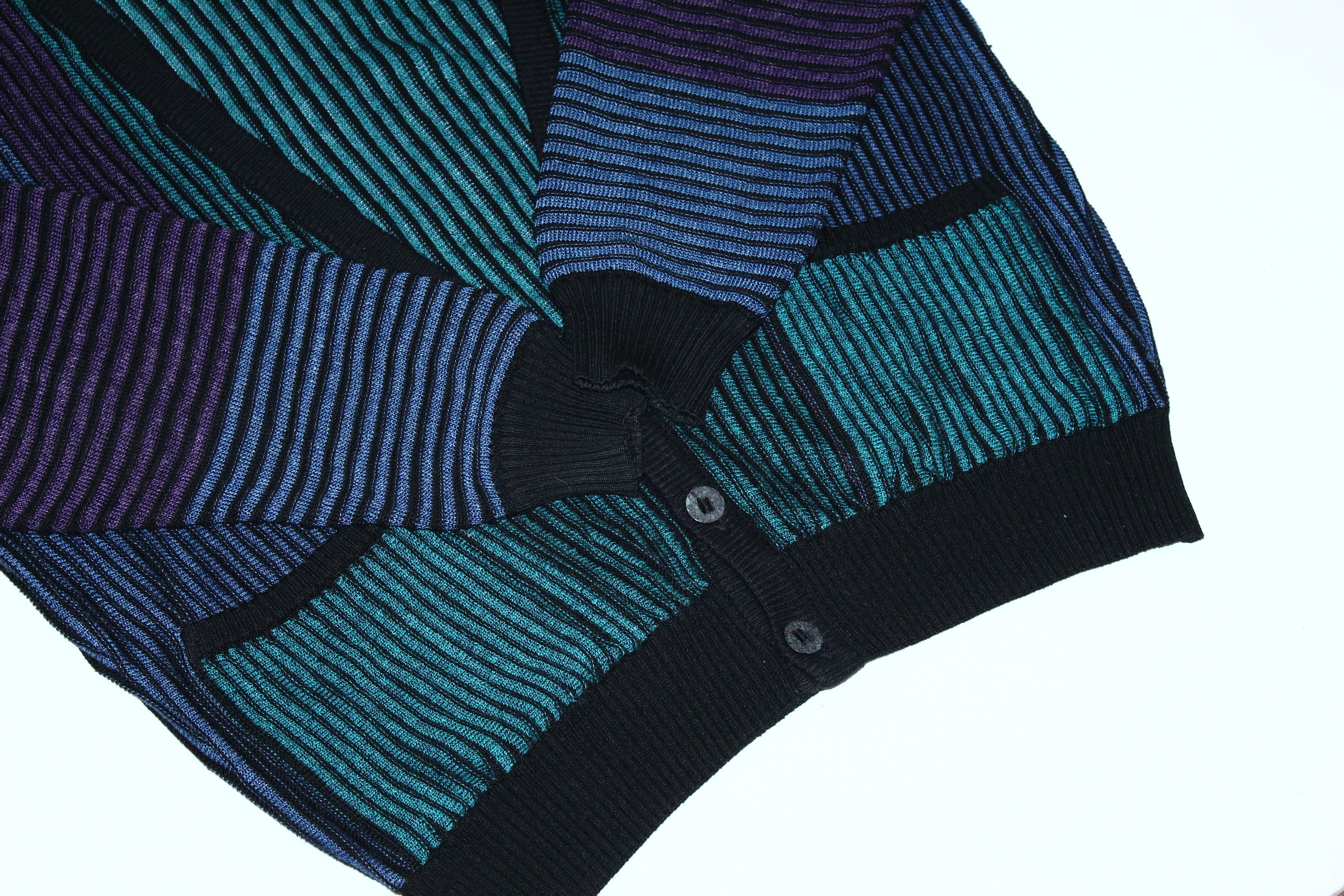 Japanese Brand RARE VTG💥 JEFF SAYRE Gradient Rib Knit Oversize Cardigan Size US XL / EU 56 / 4 - 5 Thumbnail