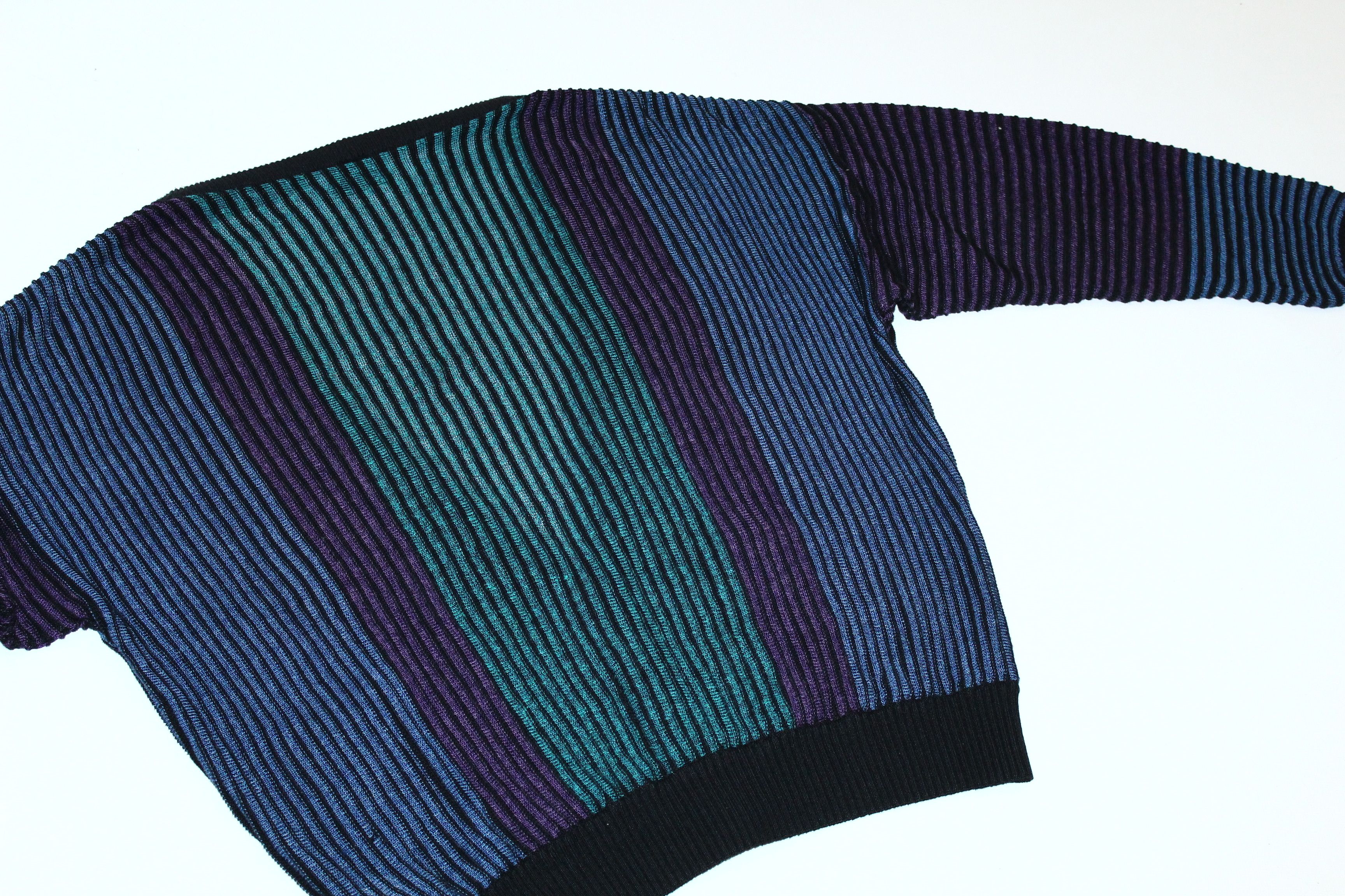 Japanese Brand RARE VTG💥 JEFF SAYRE Gradient Rib Knit Oversize Cardigan Size US XL / EU 56 / 4 - 13 Thumbnail