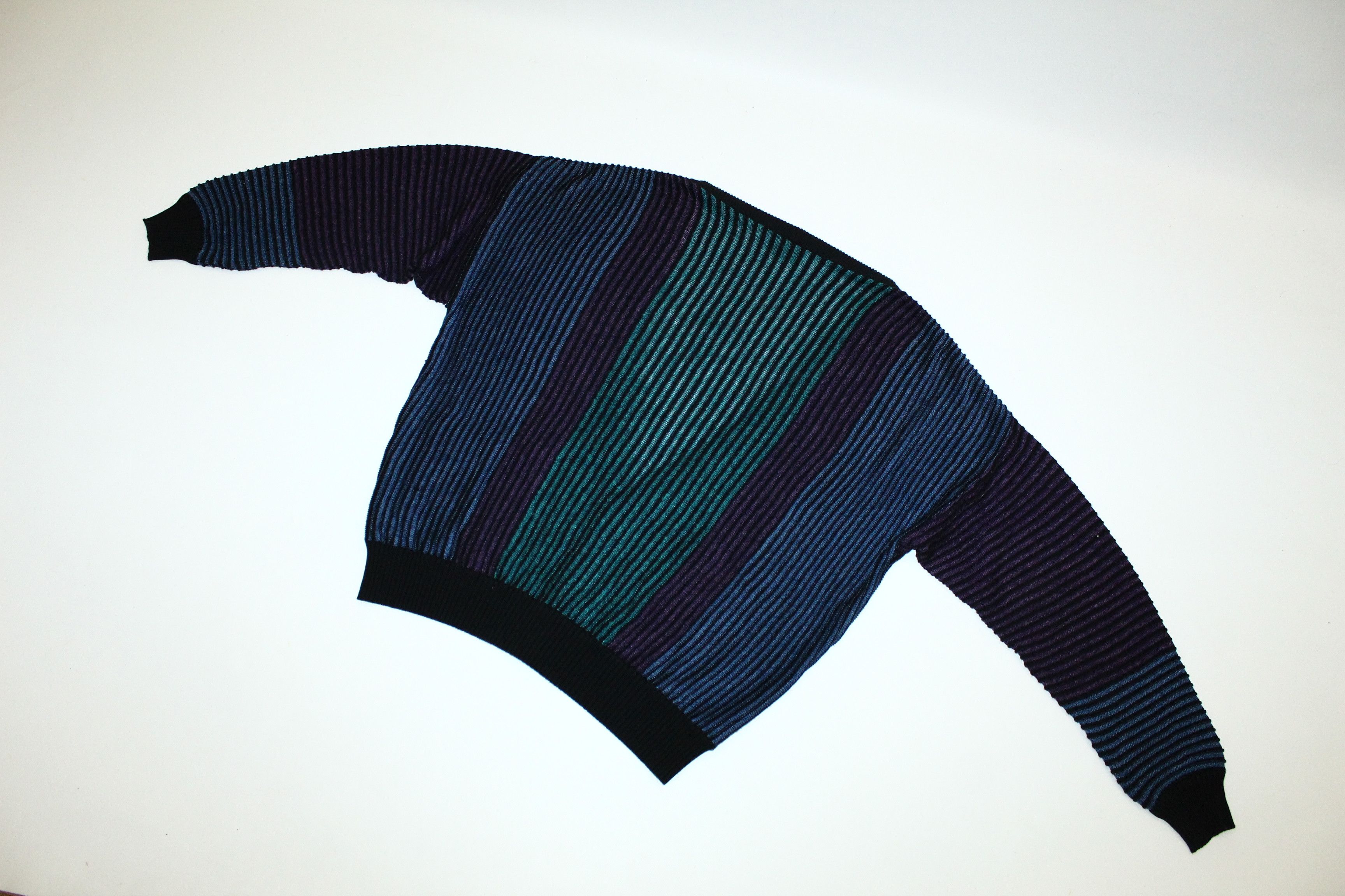 Japanese Brand RARE VTG💥 JEFF SAYRE Gradient Rib Knit Oversize Cardigan Size US XL / EU 56 / 4 - 12 Thumbnail
