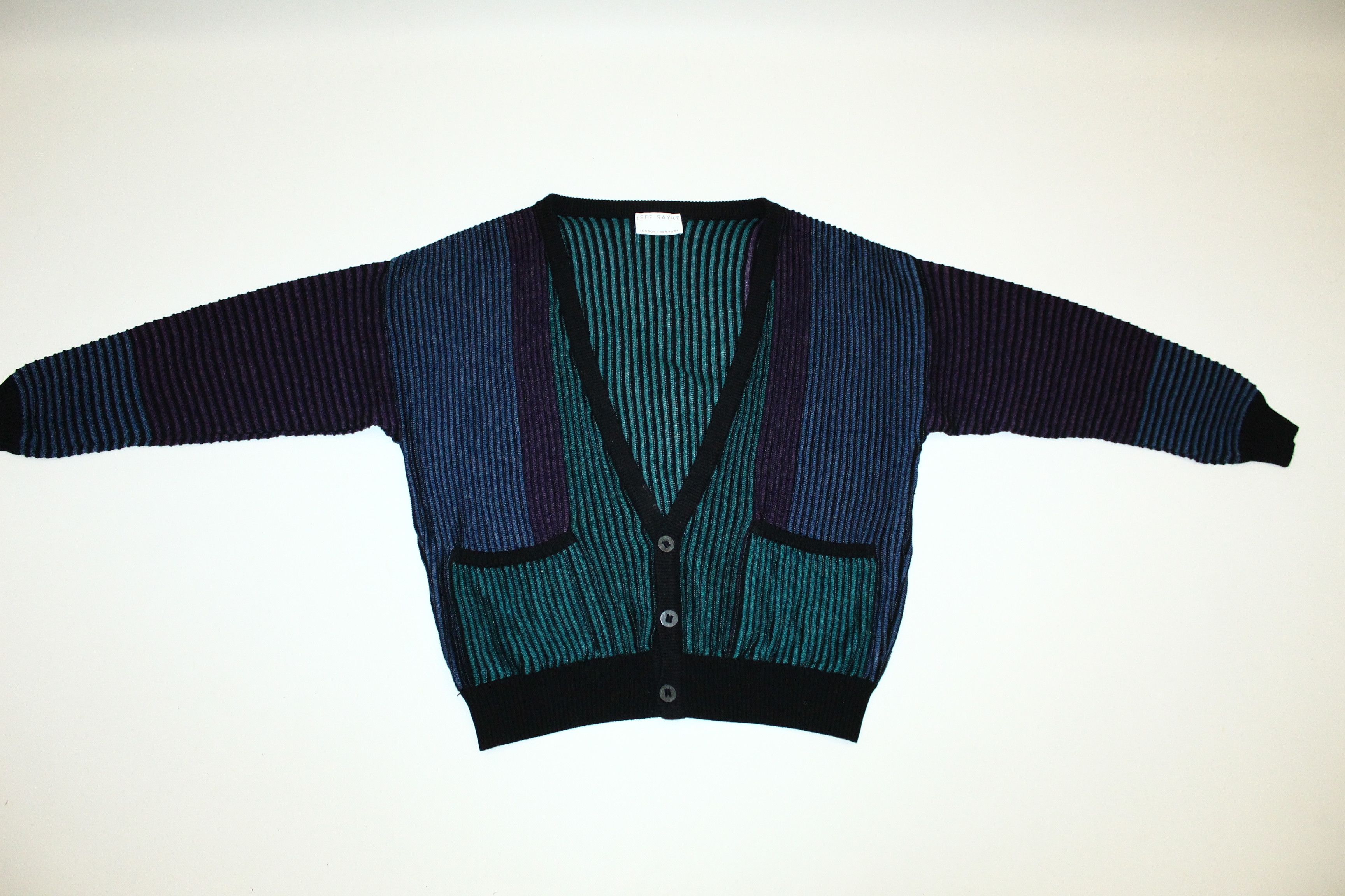 Japanese Brand RARE VTG💥 JEFF SAYRE Gradient Rib Knit Oversize Cardigan Size US XL / EU 56 / 4 - 2 Thumbnail