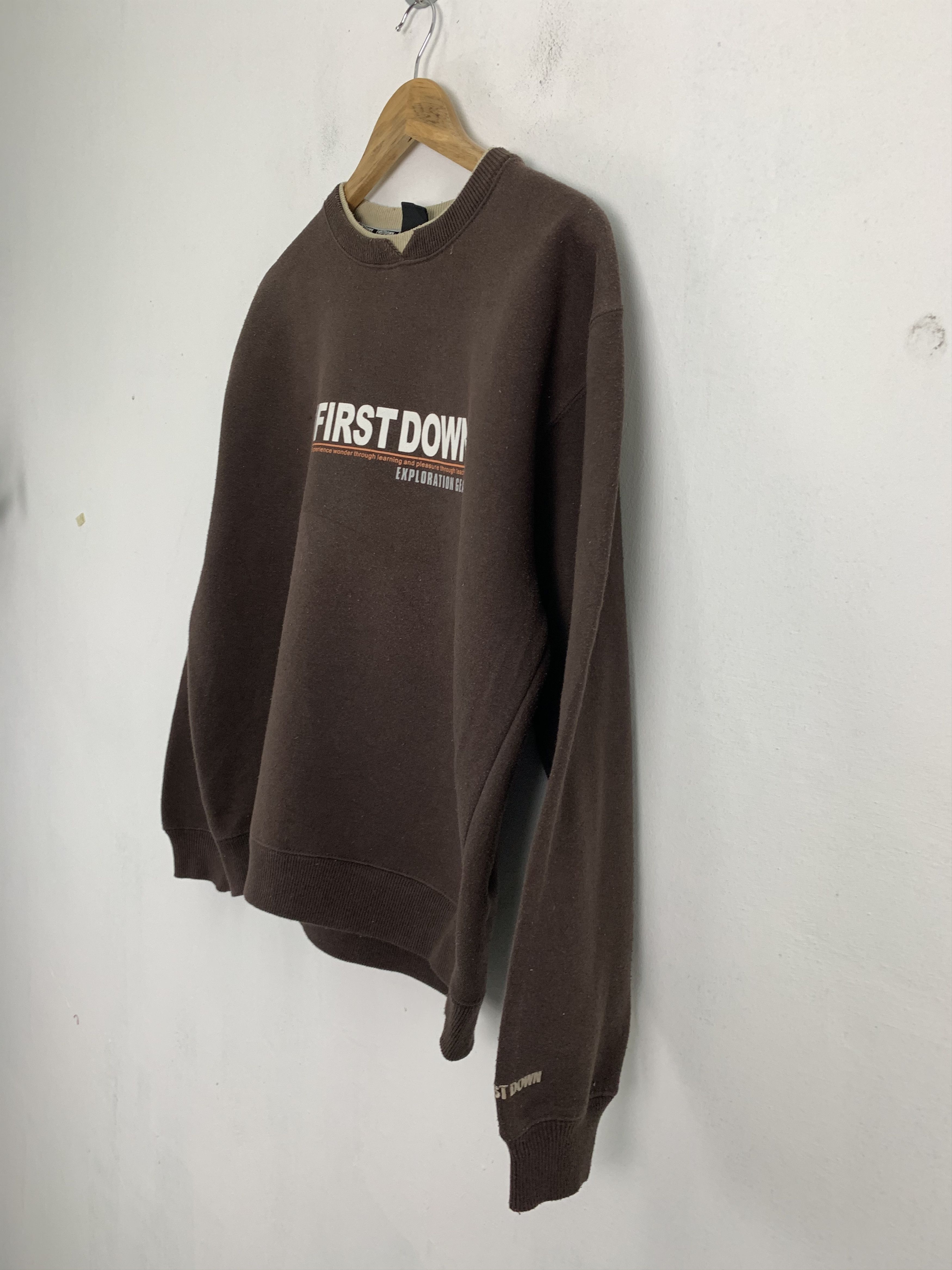 Japanese Brand Sweatshirts First Down Brown Streetwear Like Kanye West Size US M / EU 48-50 / 2 - 2 Thumbnail