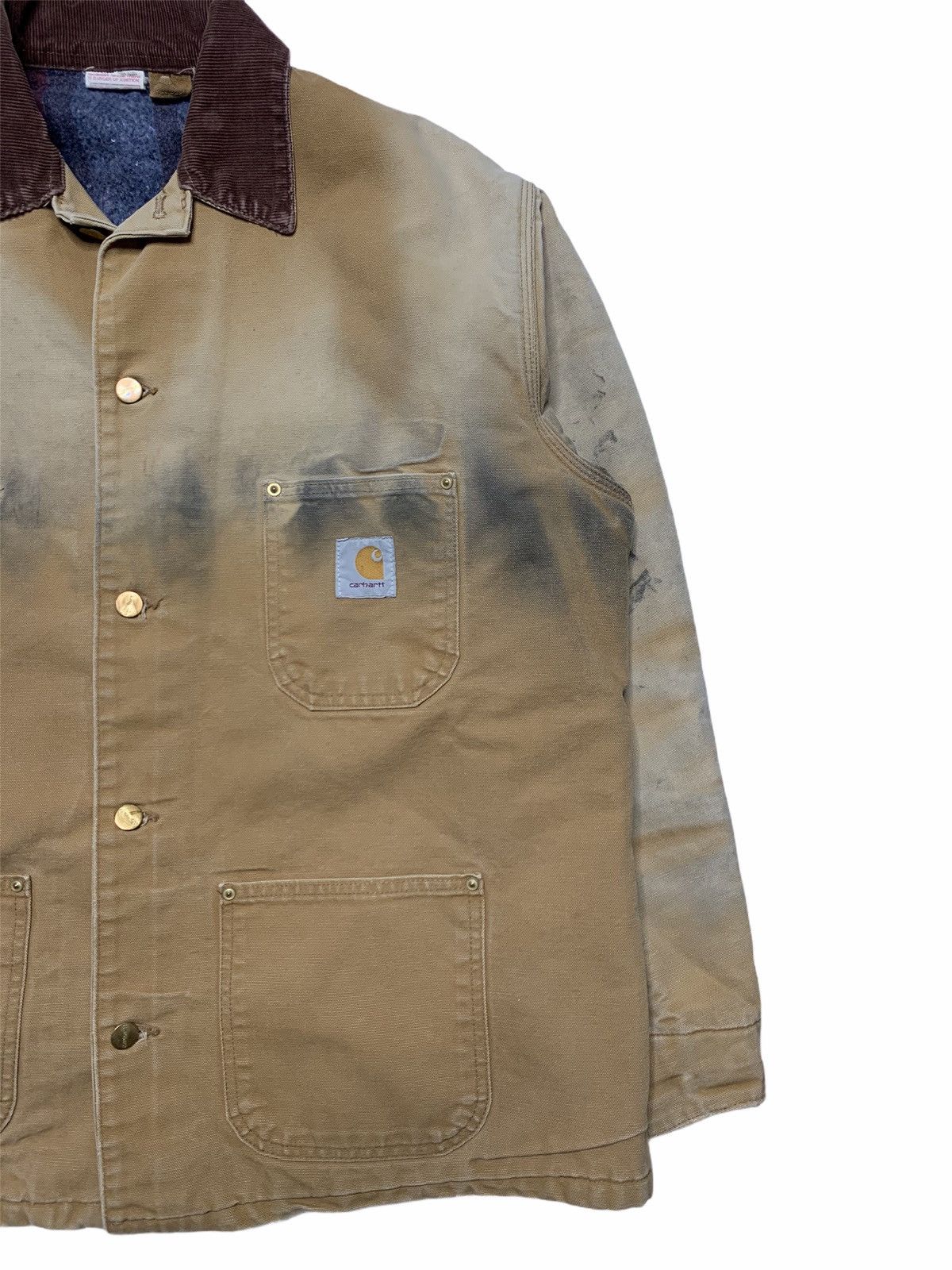 Carhartt 1980s Faded Khaki Blanket Lined Carhartt Chore Jacket Size US XL / EU 56 / 4 - 7 Thumbnail