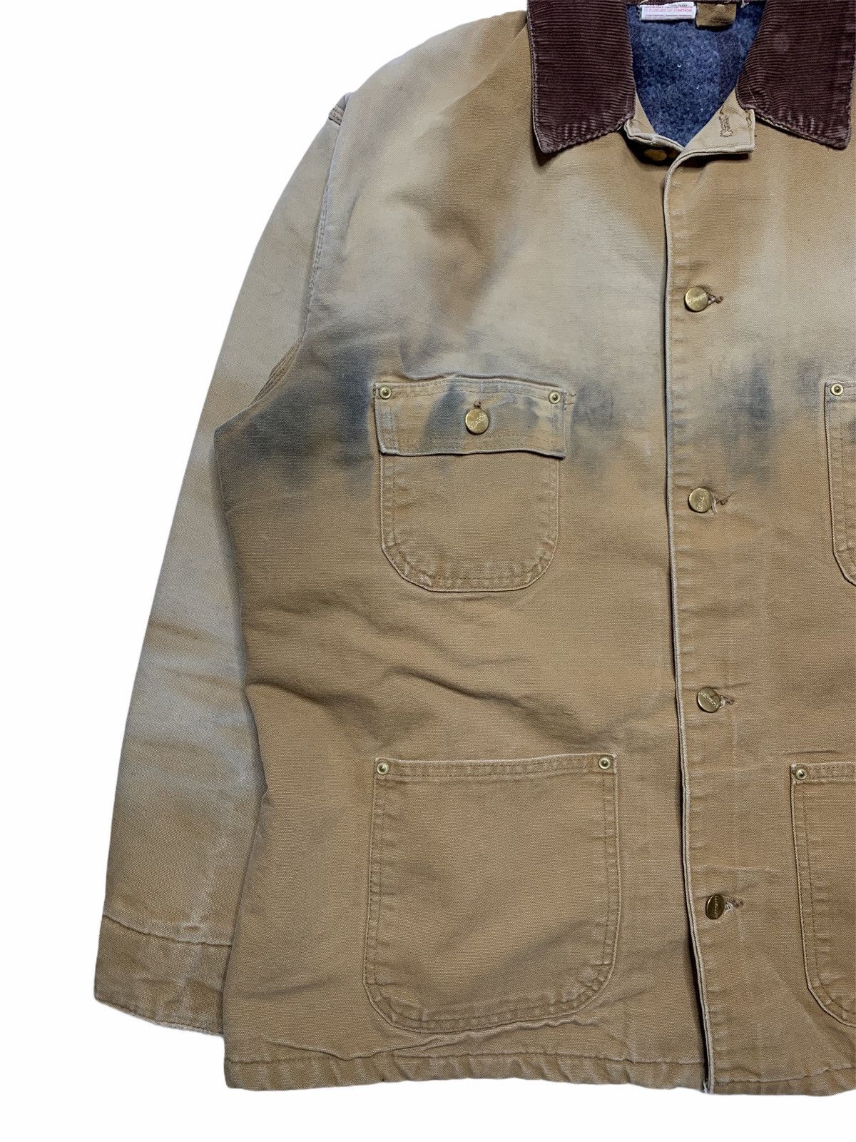 Carhartt 1980s Faded Khaki Blanket Lined Carhartt Chore Jacket Size US XL / EU 56 / 4 - 6 Thumbnail