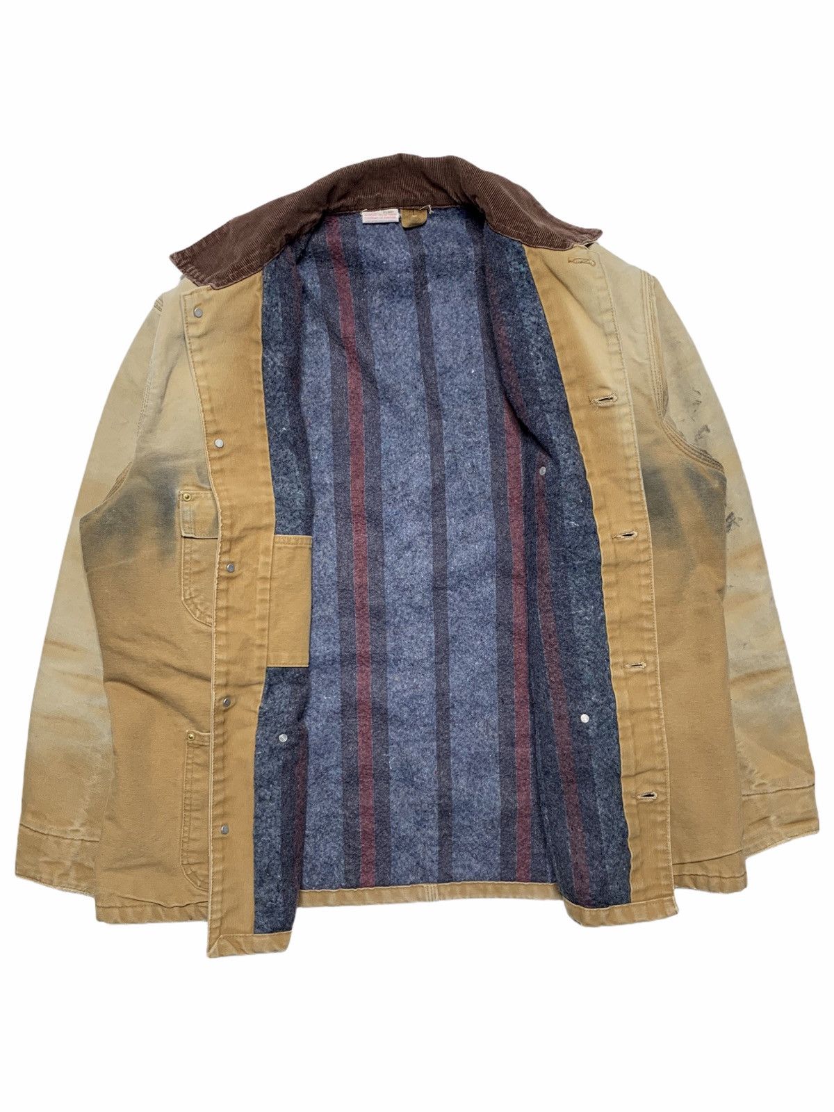 Carhartt 1980s Faded Khaki Blanket Lined Carhartt Chore Jacket Size US XL / EU 56 / 4 - 2 Thumbnail