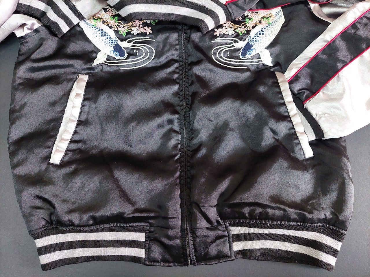 Vintage Sukajan Karakuri Jacket Koi Fish Embroidery Japan