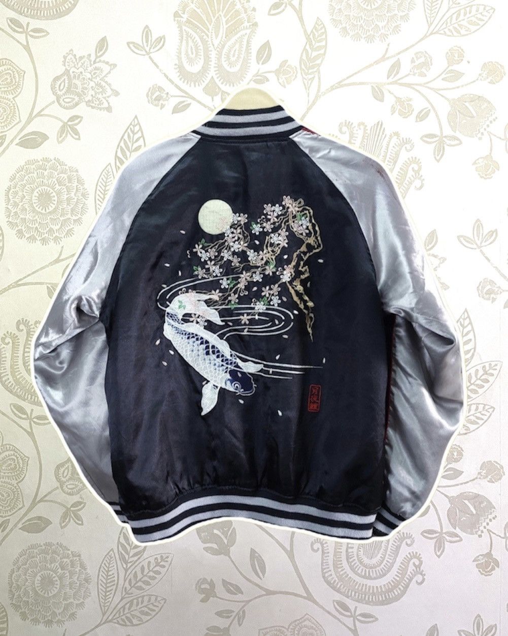 Vintage Sukajan Karakuri Jacket Koi Fish Embroidery Japan