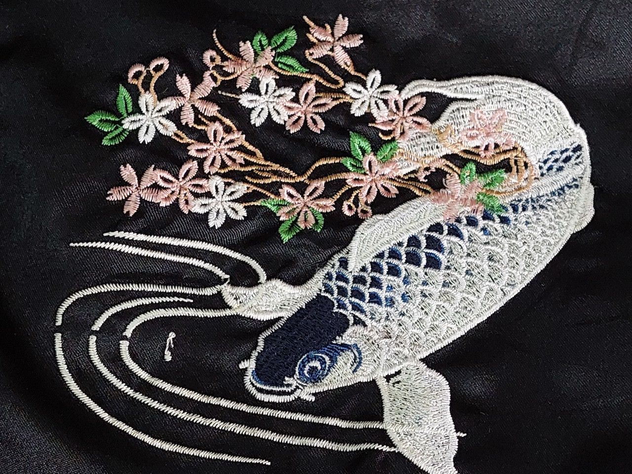 Vintage Sukajan Karakuri Jacket Koi Fish Embroidery Japan