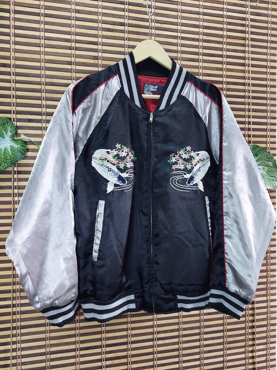 Vintage Sukajan Karakuri Jacket Koi Fish Embroidery Japan