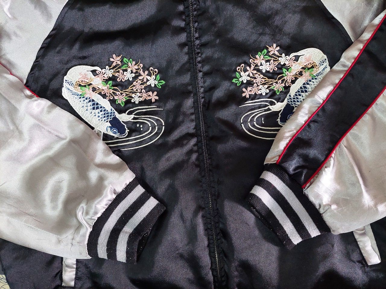 Vintage Sukajan Karakuri Jacket Koi Fish Embroidery Japan