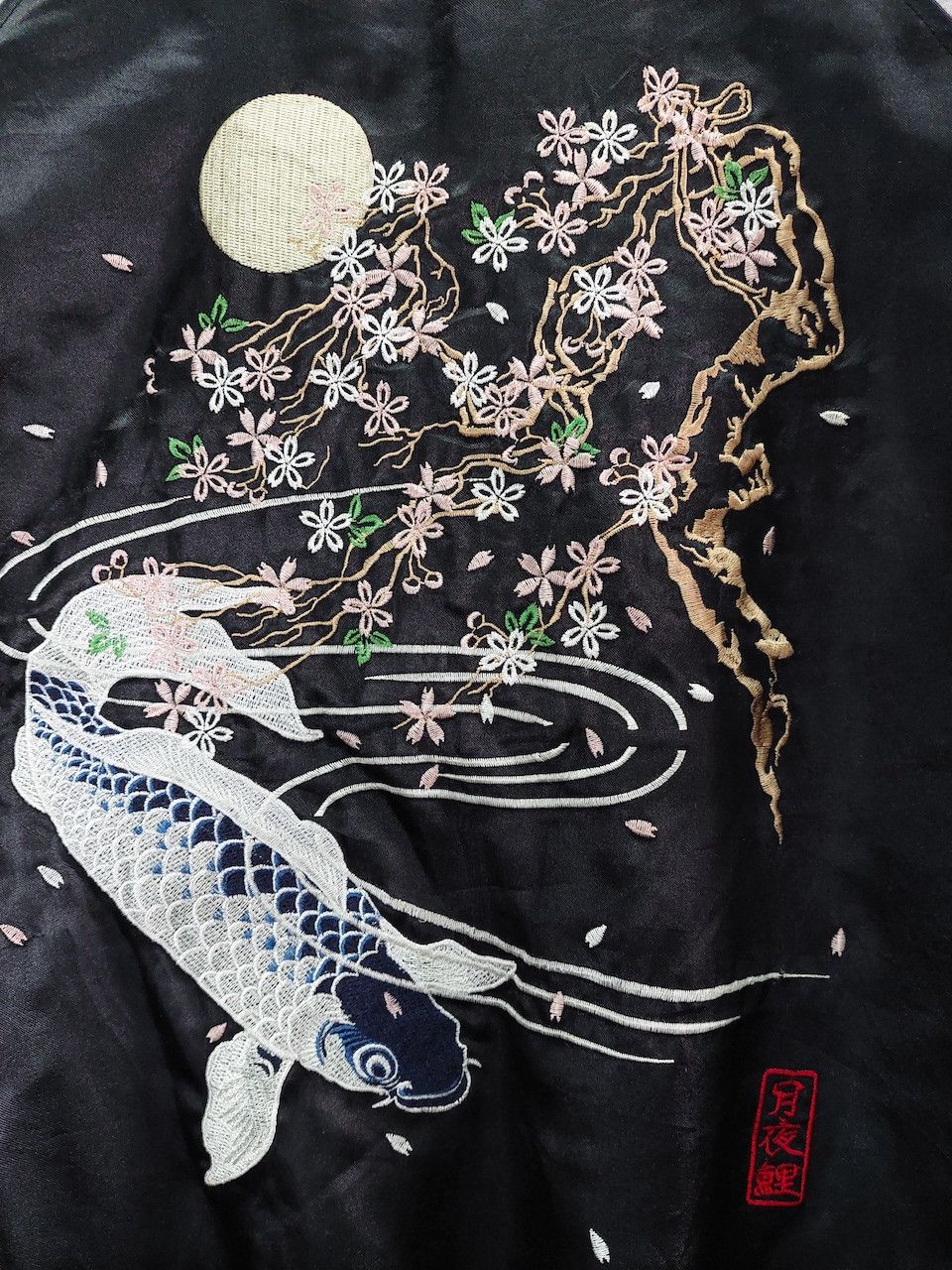 Vintage Sukajan Karakuri Jacket Koi Fish Embroidery Japan