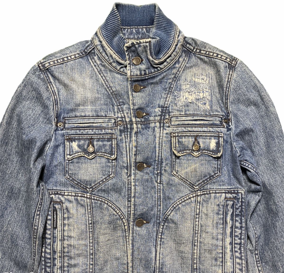Dolce & Gabbana × Vintage Vintage Dolce & Gabbana D&G Distressed Denim Jacket Size US S / EU 44-46 / 1 - 3 Thumbnail