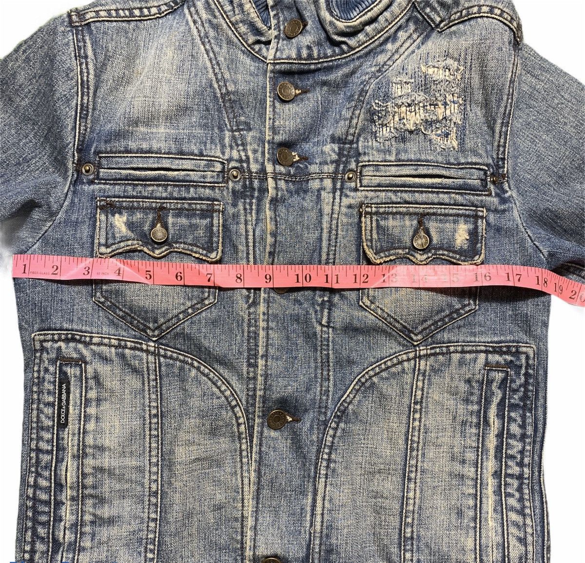 Dolce & Gabbana × Vintage Vintage Dolce & Gabbana D&G Distressed Denim Jacket Size US S / EU 44-46 / 1 - 11 Thumbnail