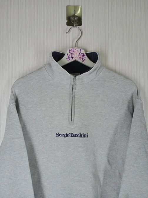 Sergio Tacchini × Vintage Vintage 90s SERGIO TACCHINI Half Zipper Sweatshirt Size US L / EU 52-54 / 3 - 1 Thumbnail
